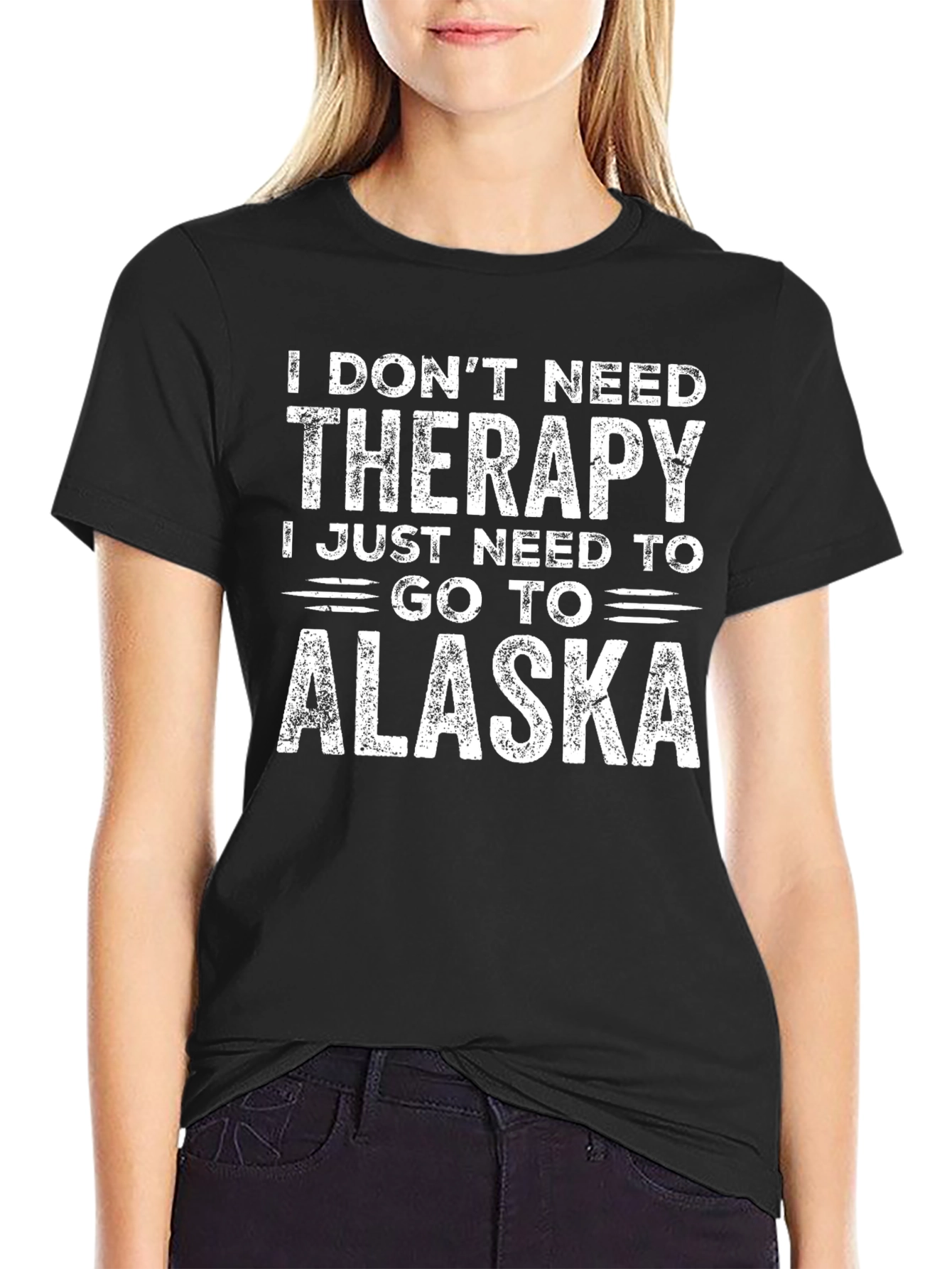 Black Alaska Therapy T-Shirt: Funny Travel Tee view 2