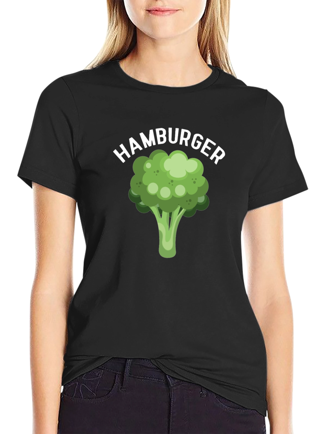 Black Broccoli Hamburger Graphic Tee view 2