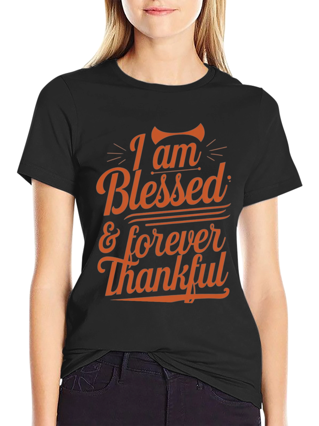 Black I am Blessed & Thankful Graphic Tee view 2