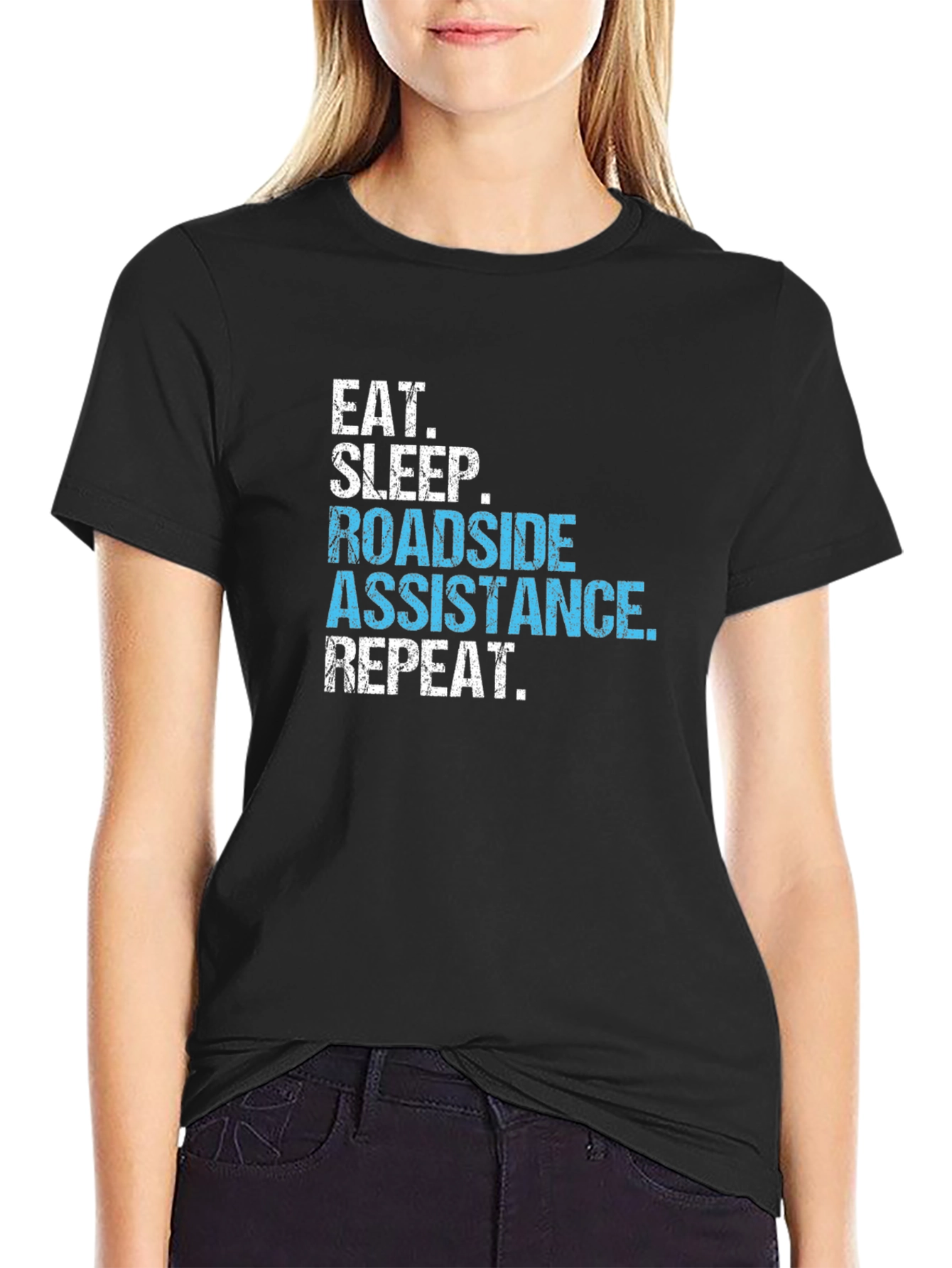 Black Roadside Assistance T-Shirt - Eat Sleep Repeat view 2