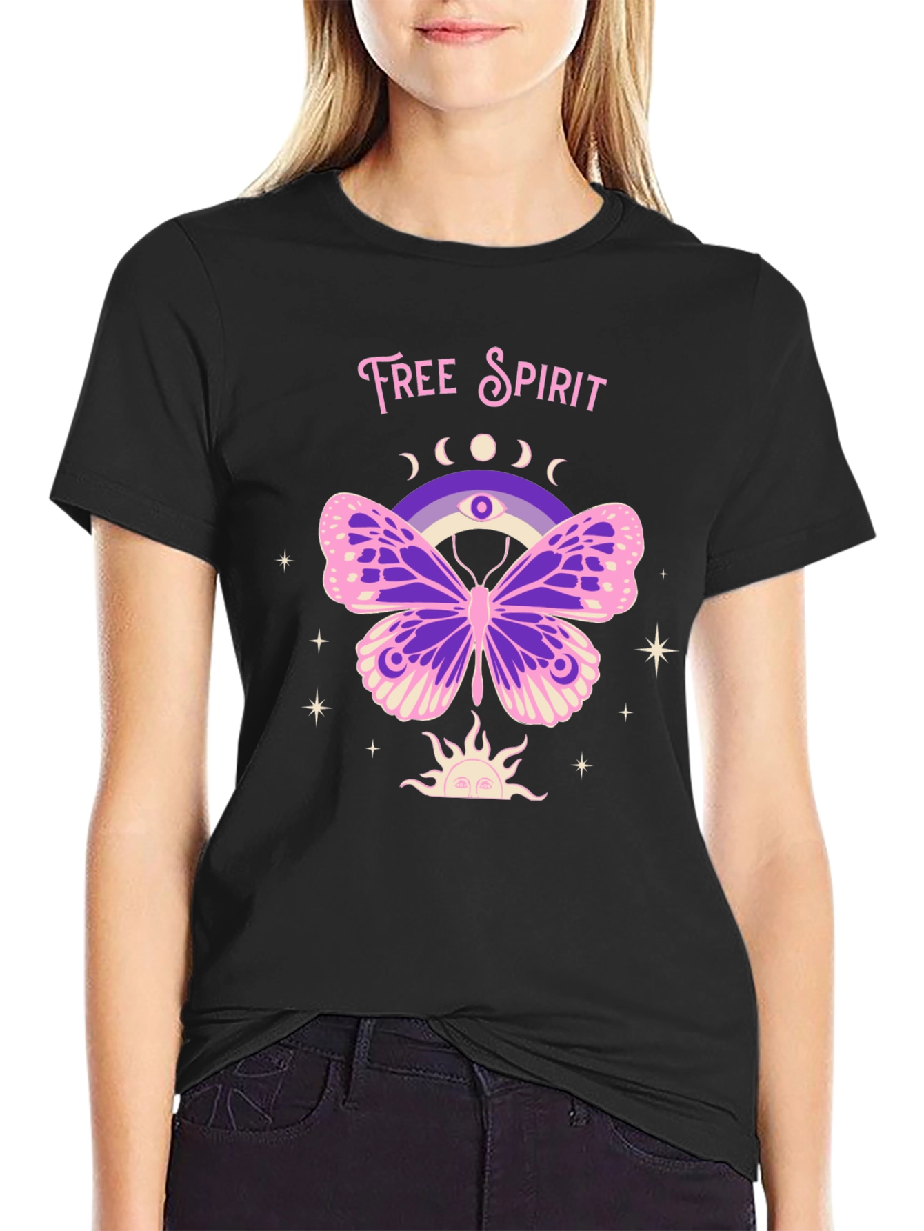 Black Free Spirit Butterfly Graphic Tee view 2