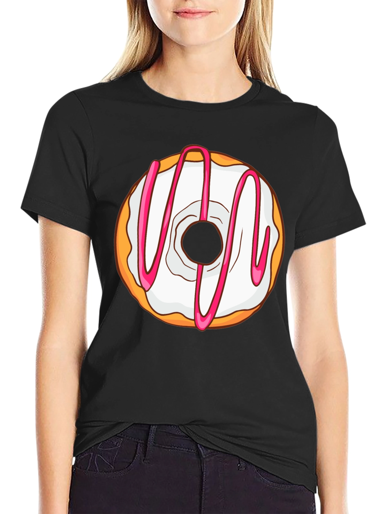 Black Donut Graphic Tee - Sweet Treat T-Shirt view 2