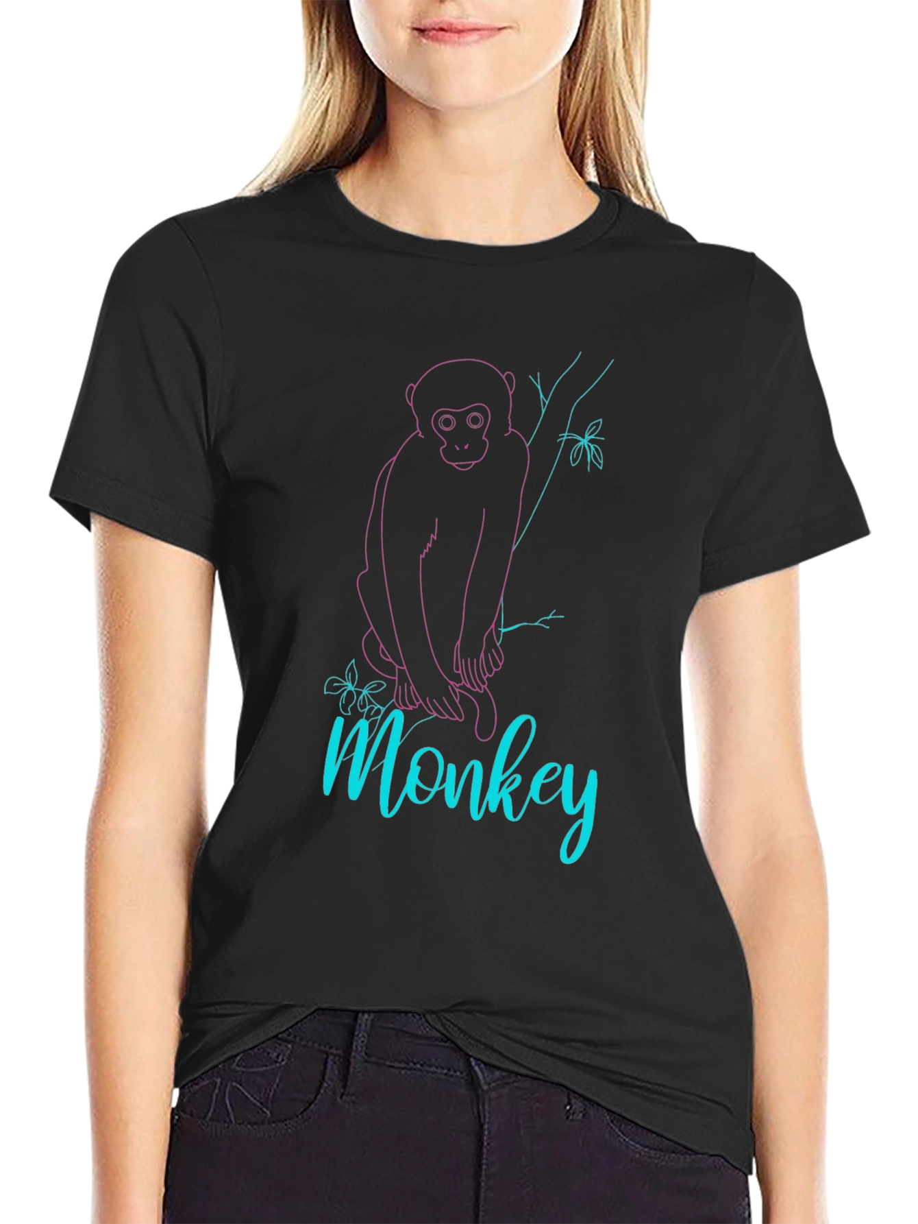 Black Monkey Graphic Tee - Black Cotton Blend view 2