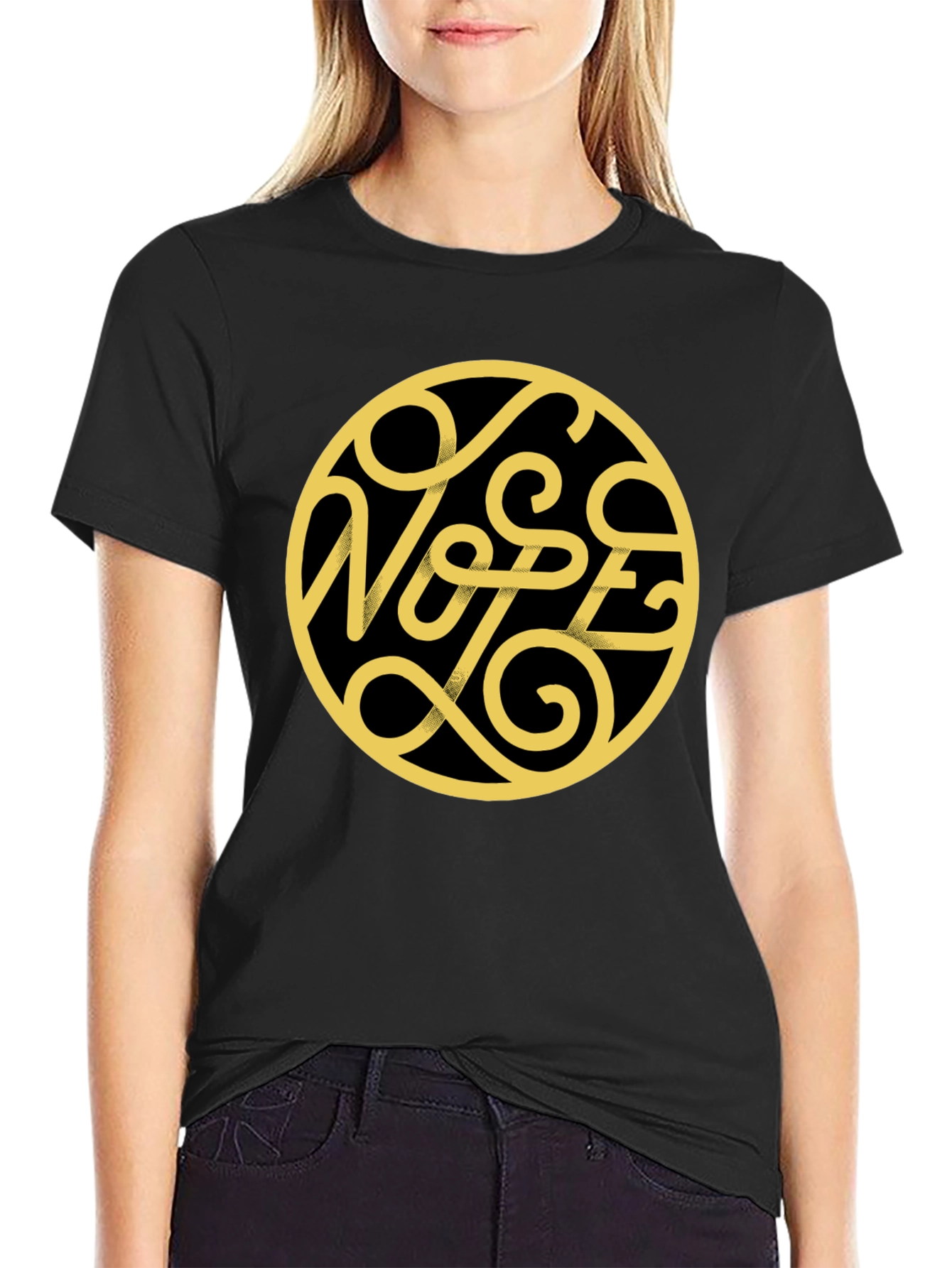 Black Nope Graphic Print Black T-Shirt view 2