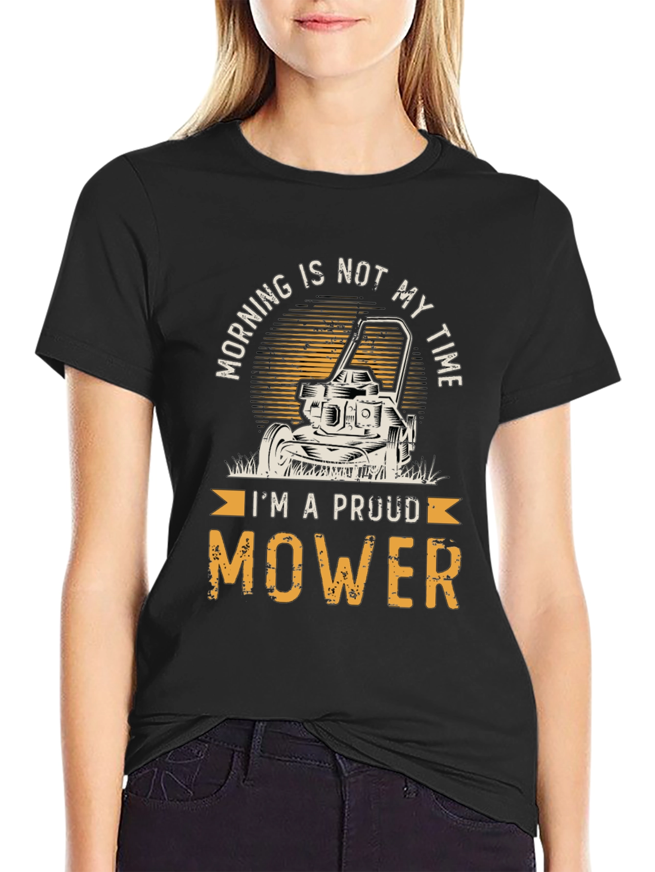 Black Proud Mower T-Shirt - Funny Landscaping Tee view 2