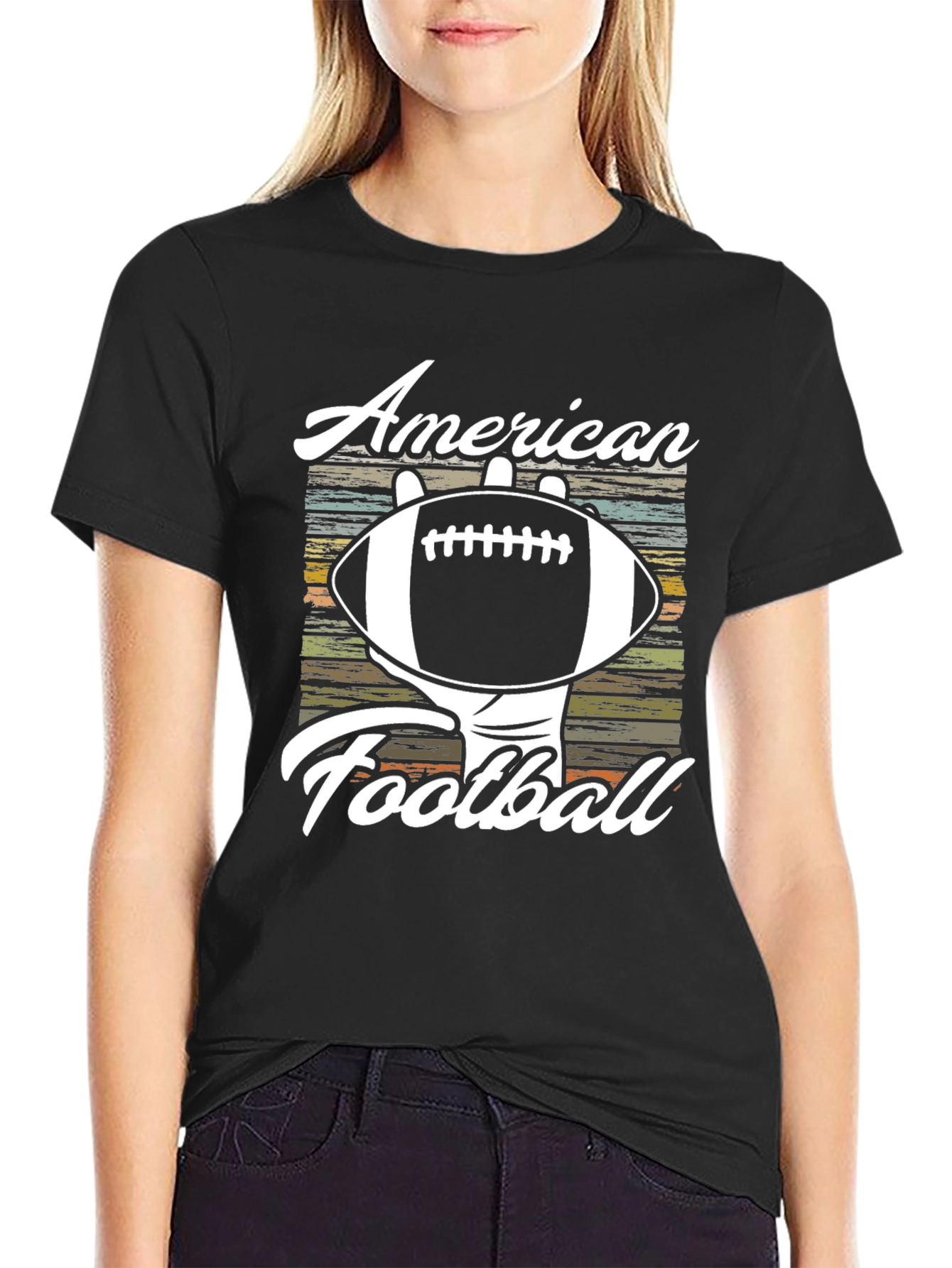 Black American Football Graphic Tee view 2