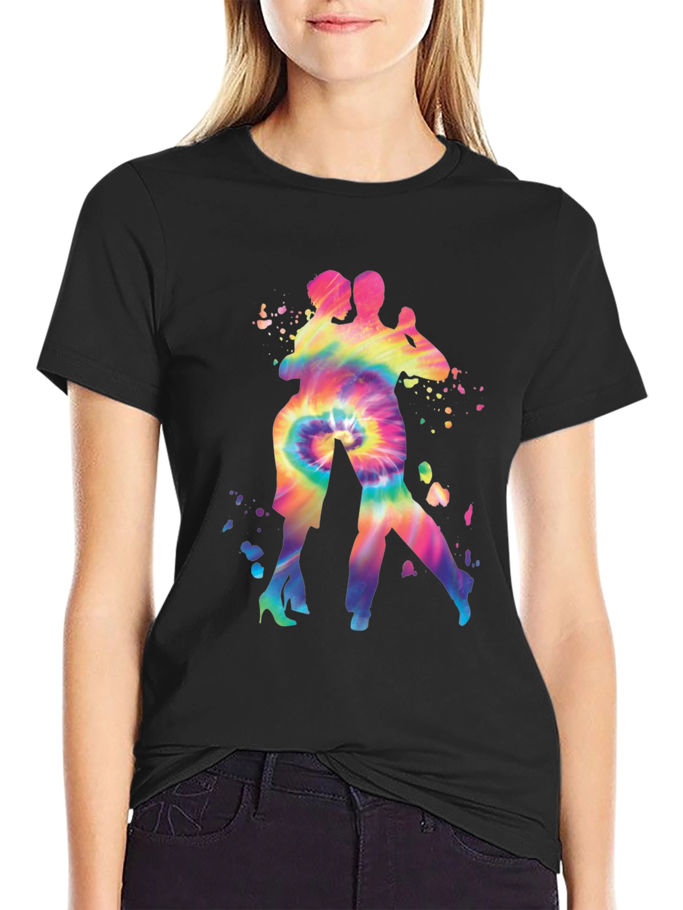 Black Tie Dye Tango Couple Graphic Tee view 2