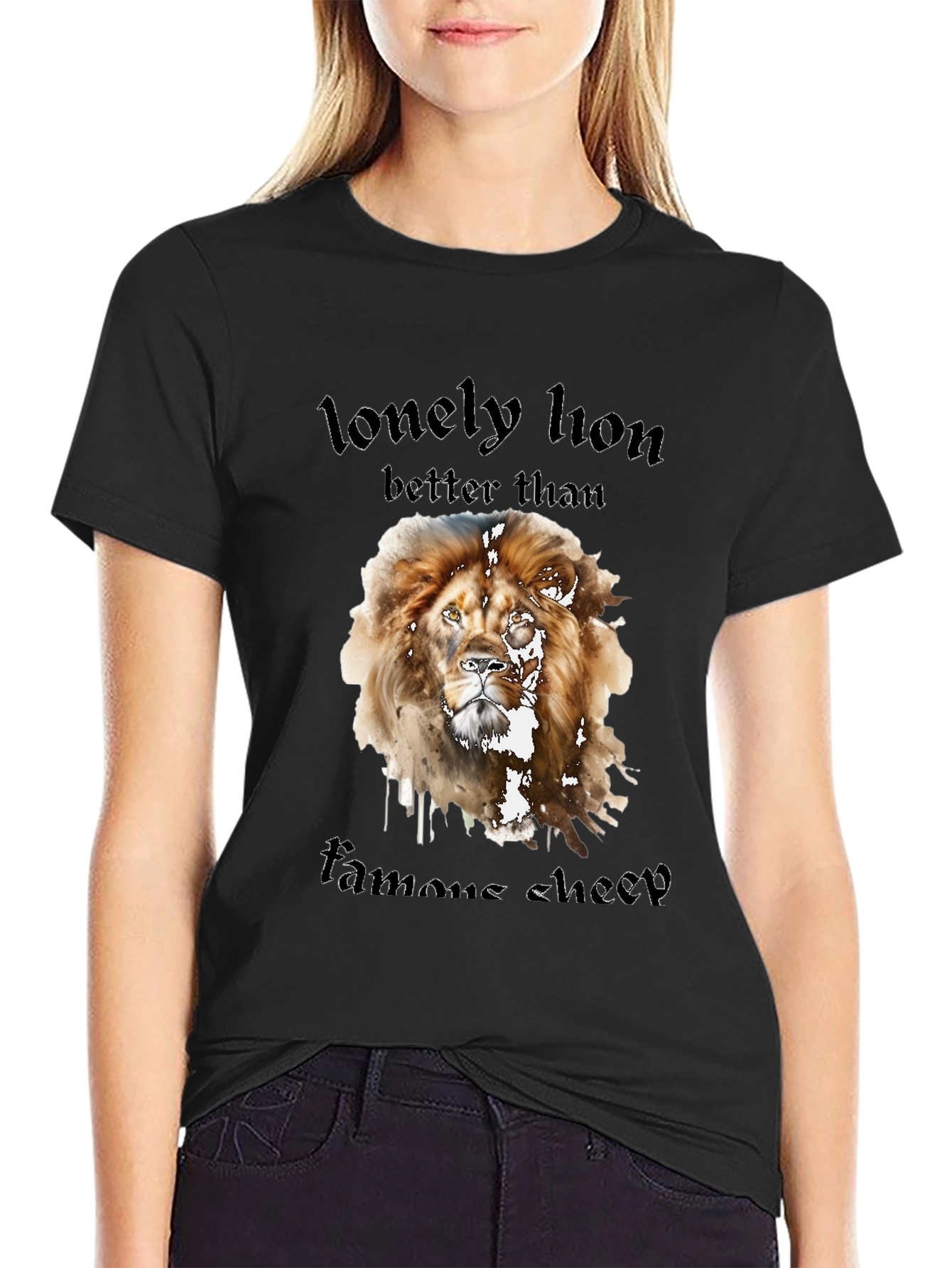 Black Lonely Lion Graphic Tee - Better Than Famous Sheep view 2
