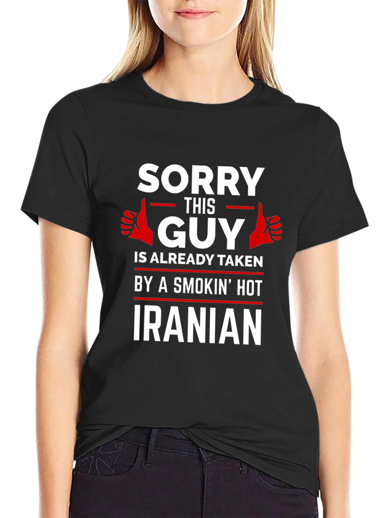 Black Sorry This Guy is Taken by a Smokin' Hot Iranian T-Shirt view 2