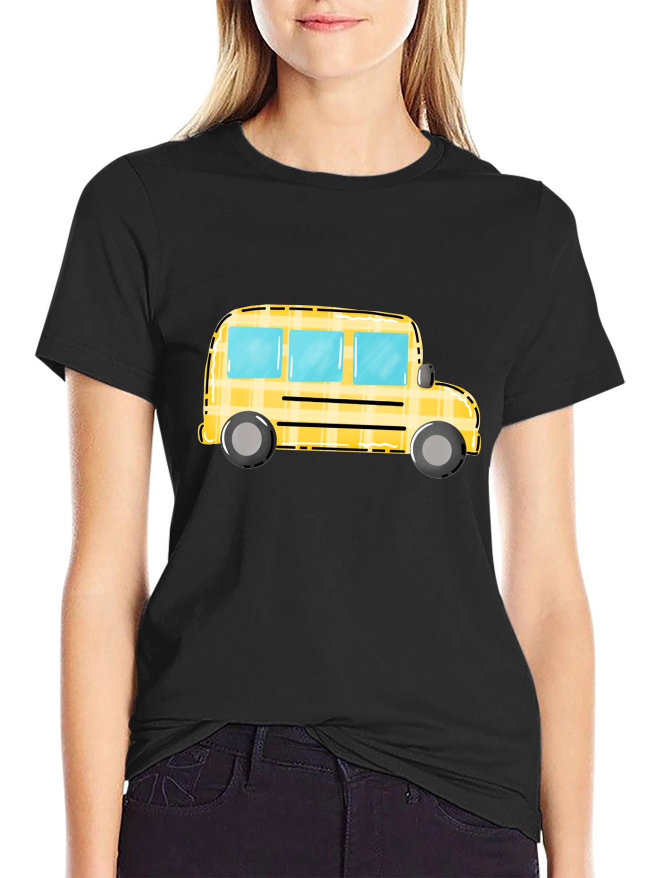 School Bus Graphic Tee - Black Unisex T-Shirt - 2