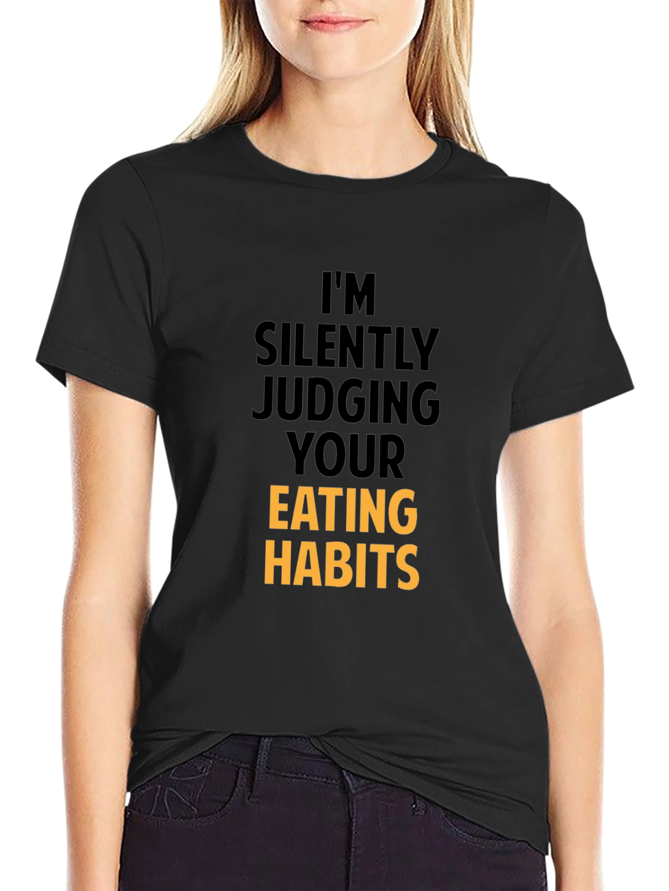 Black Funny Eating Habits Graphic Tee - Black view 2