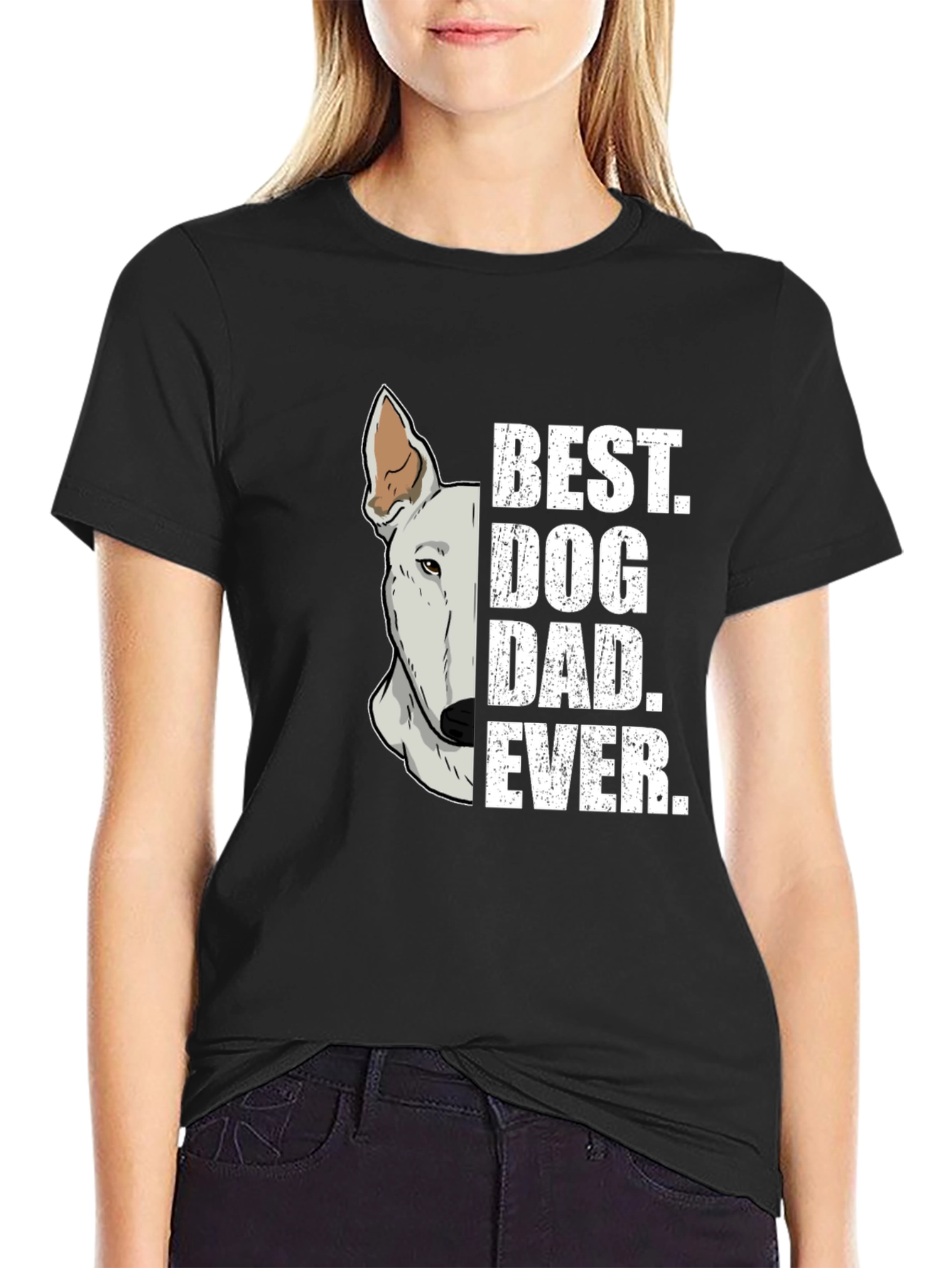Black Best Dog Dad Ever Graphic T-Shirt view 2