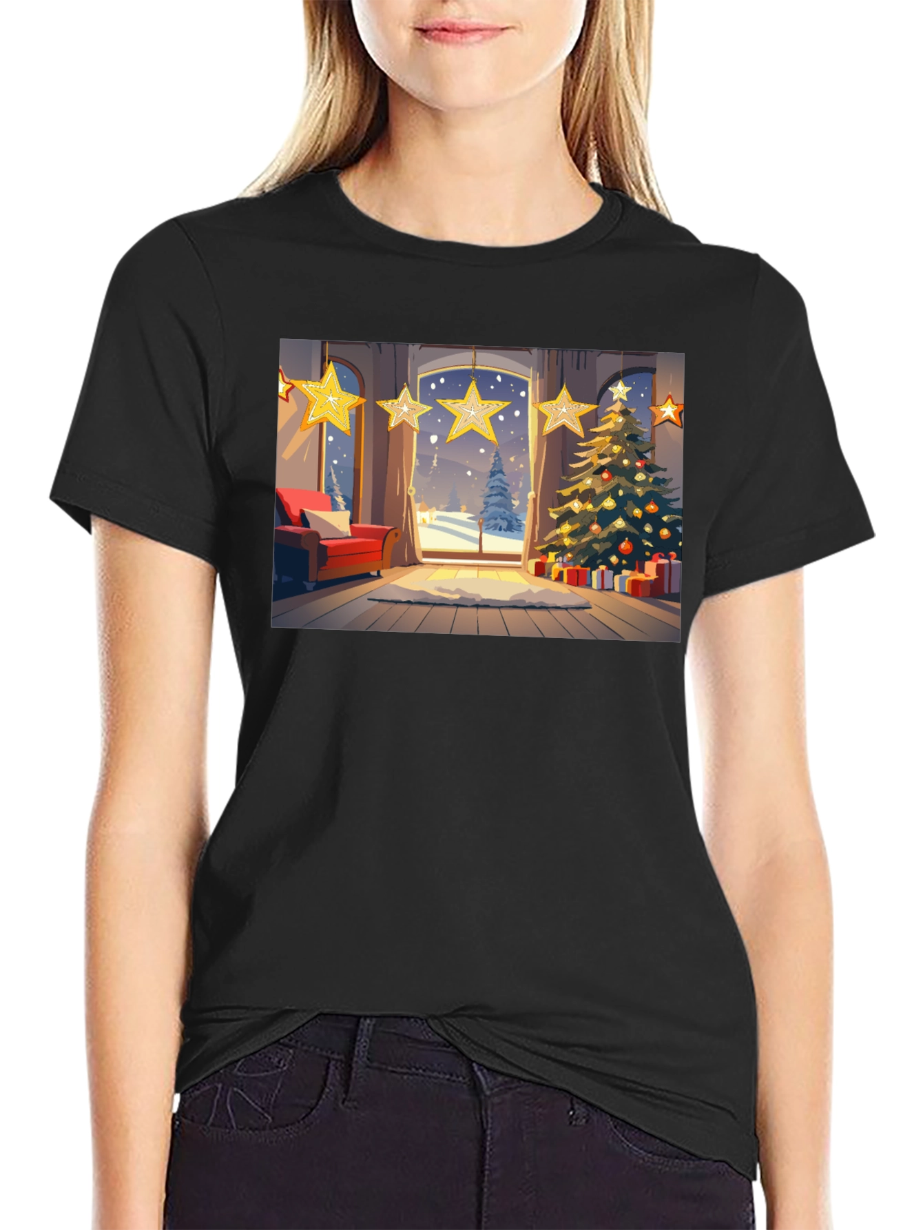 Black Festive Holiday T-Shirt view 2