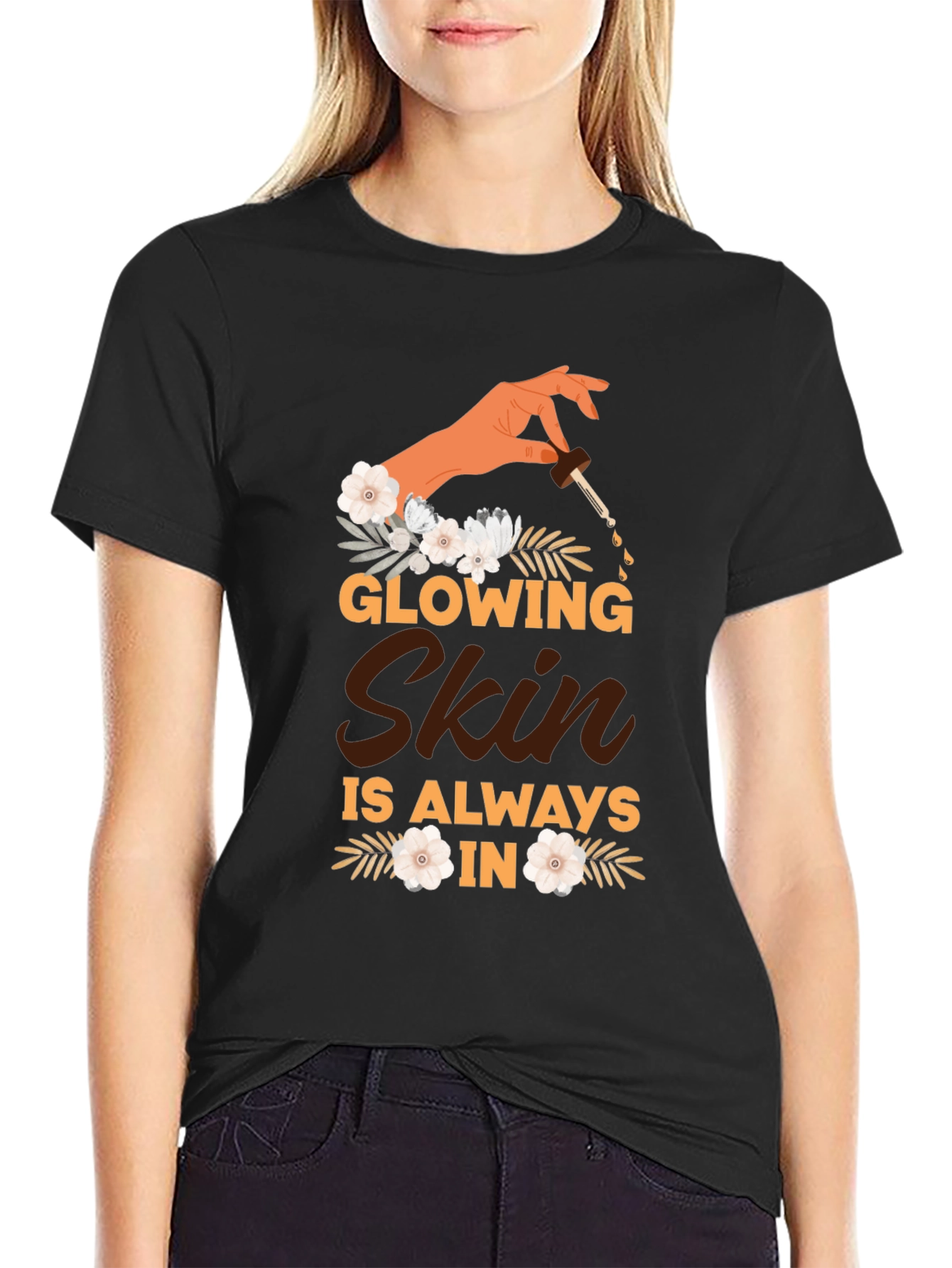 Black Glowing Skin Graphic Tee - Unisex Black T-Shirt view 2