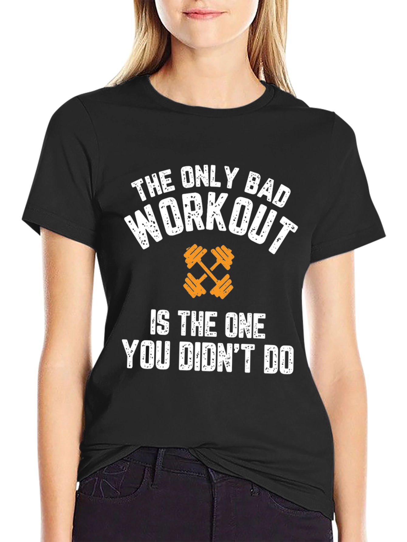 Black Workout Motivation Graphic Tee - The Only Bad Workout view 2