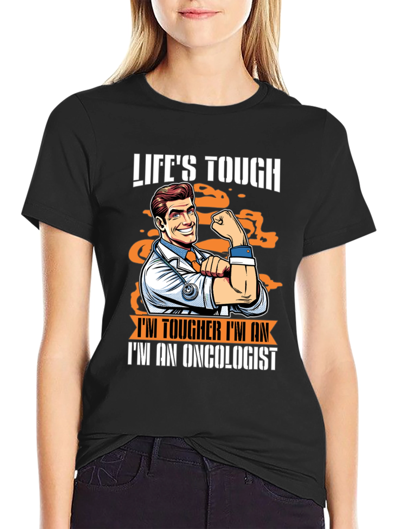 Black Life's Tough, I'm an Oncologist - Graphic T-Shirt view 2