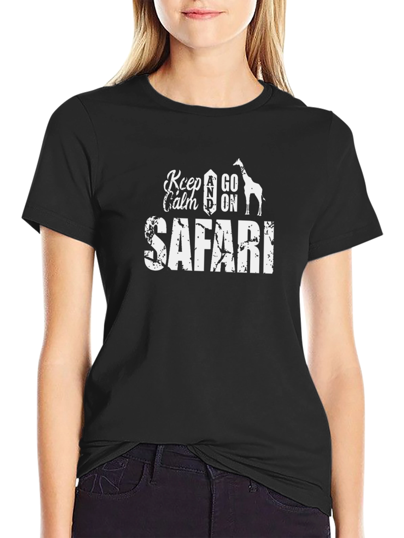 Black Keep Calm Go On Safari Black T-Shirt view 2
