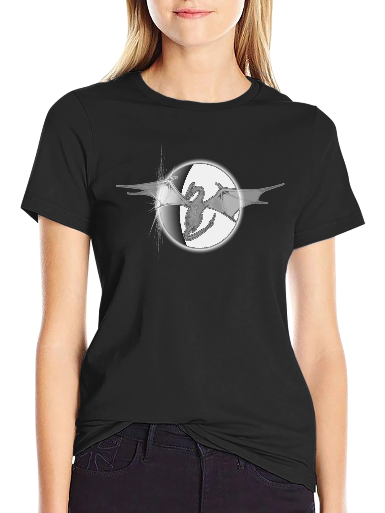 Black Dragon Circle Graphic Tee - Black Cotton Blend view 2