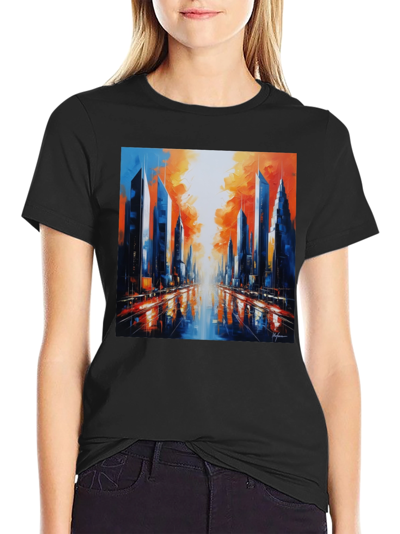 Black Urban Cityscape Graphic Tee view 2