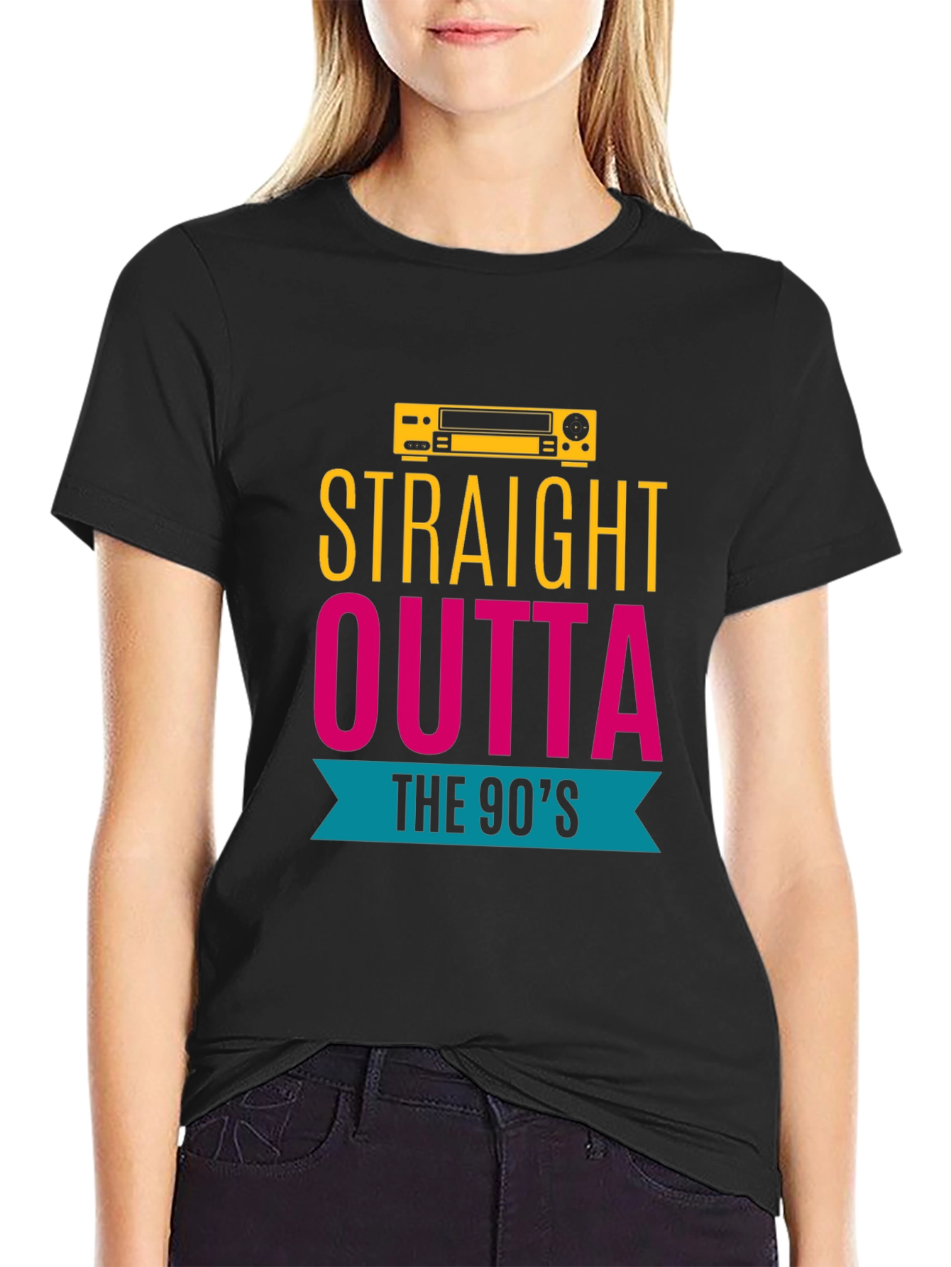 Black Straight Outta The 90's T-Shirt view 2
