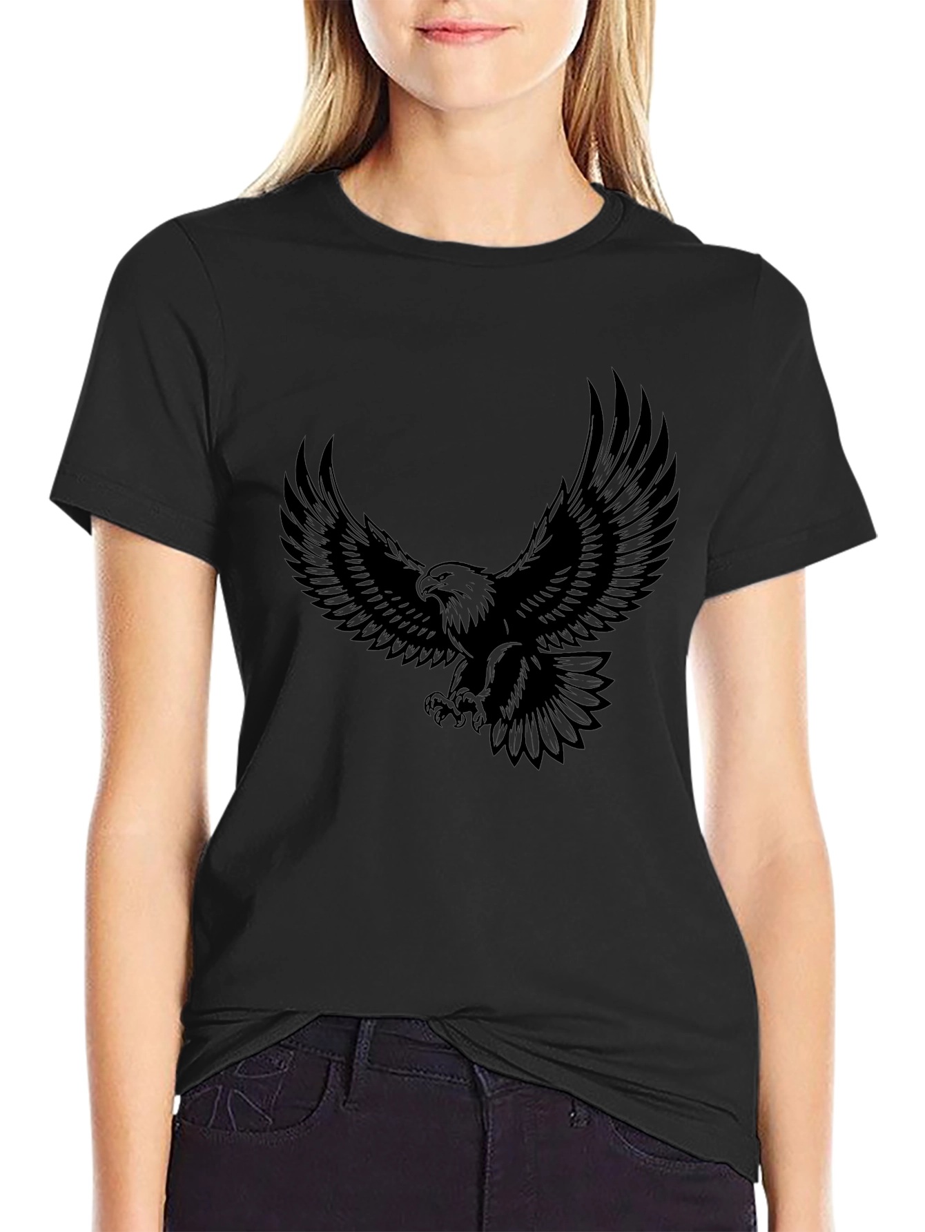 Black Eagle Graphic Black T-Shirt - Bold Design view 2