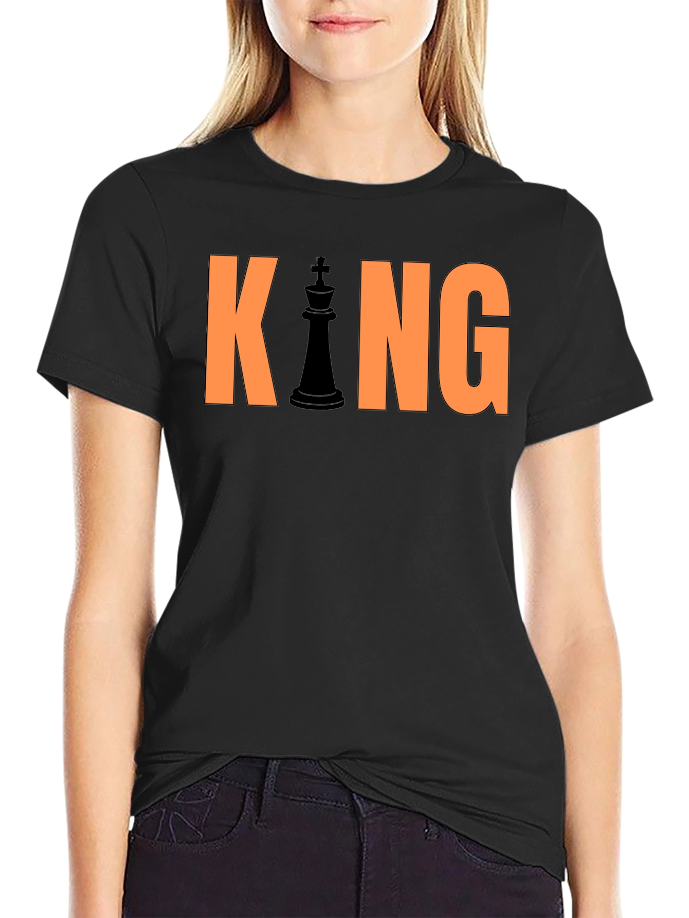 Black King Chess Piece Graphic T-Shirt - Black view 2