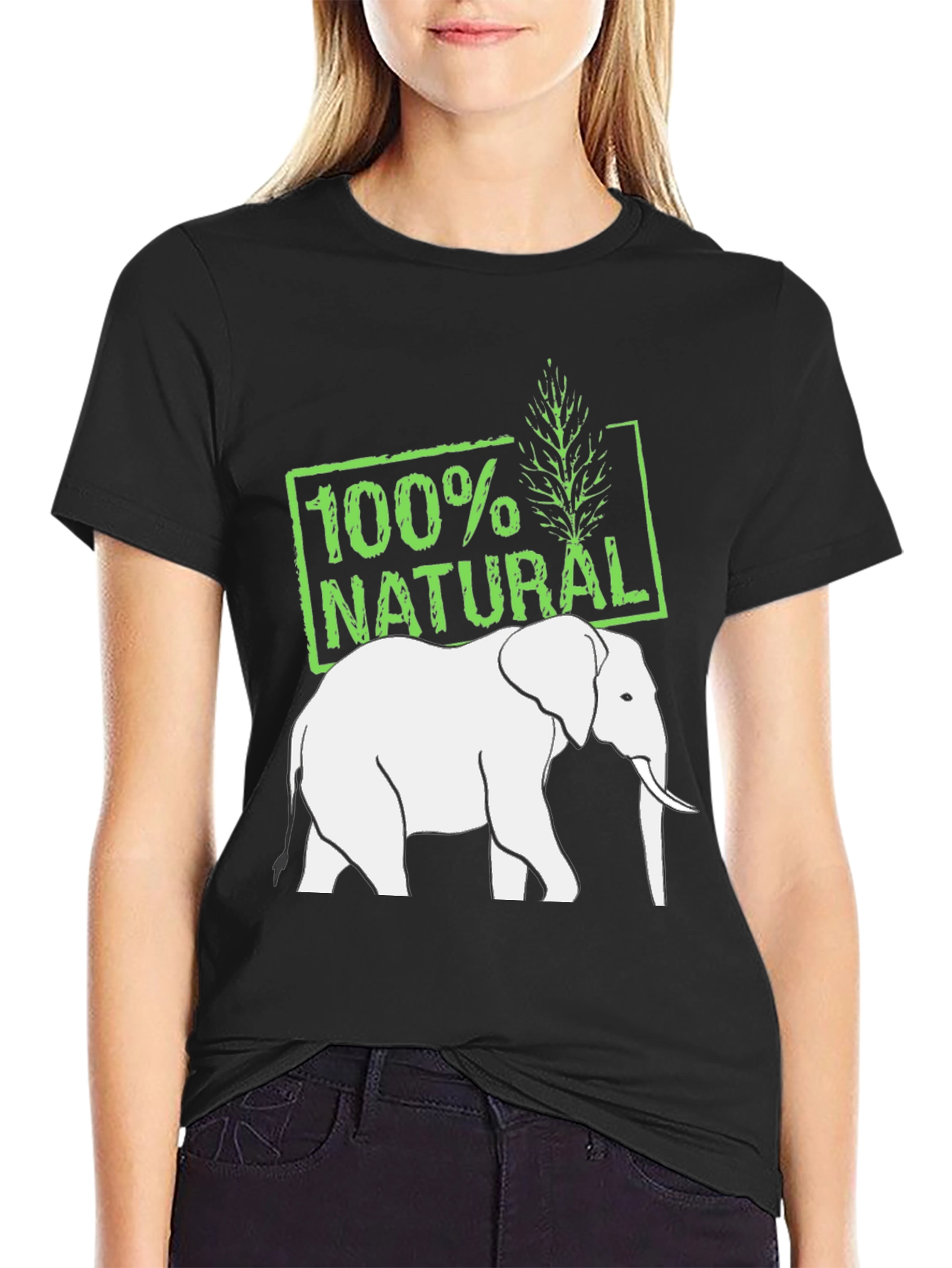 Black 100% Natural Elephant T-Shirt view 2