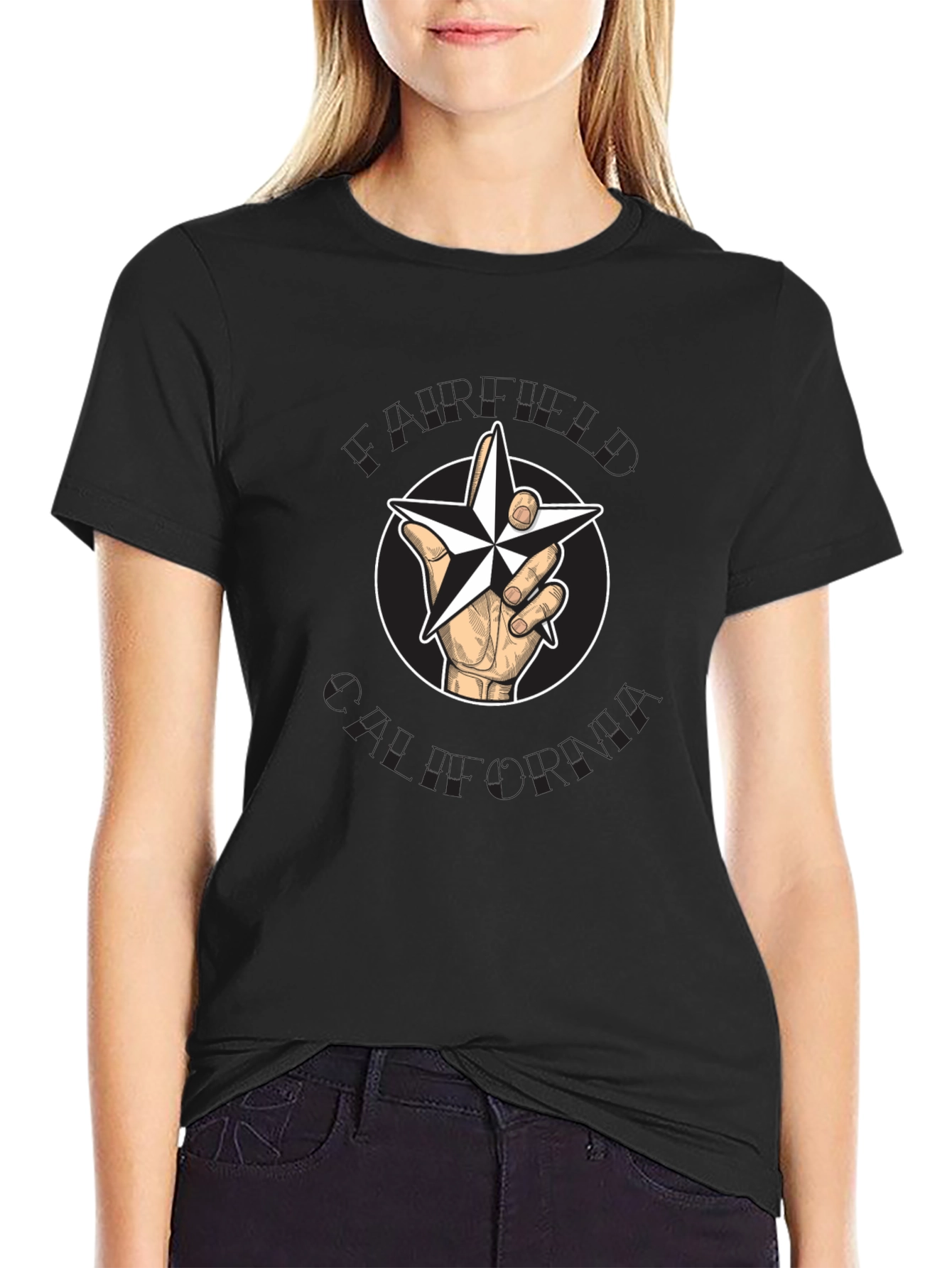 Black Star Hand Graphic Black T-Shirt view 2
