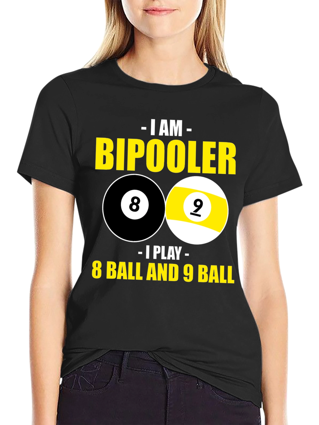 Black Bipooler 8 Ball & 9 Ball Graphic T-Shirt view 2