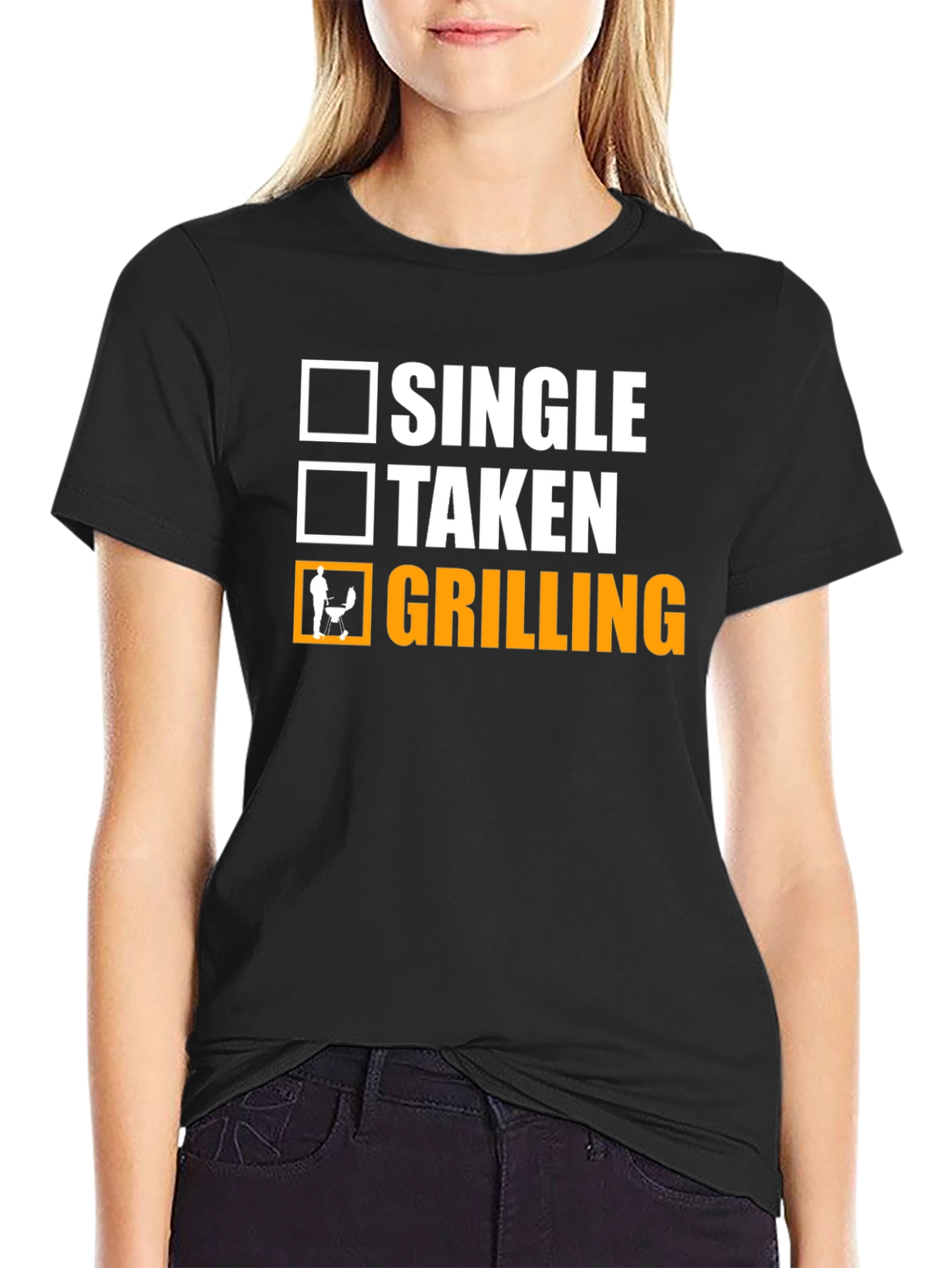 Black Grilling Status T-Shirt - Single Taken BBQ Funny Tee view 2