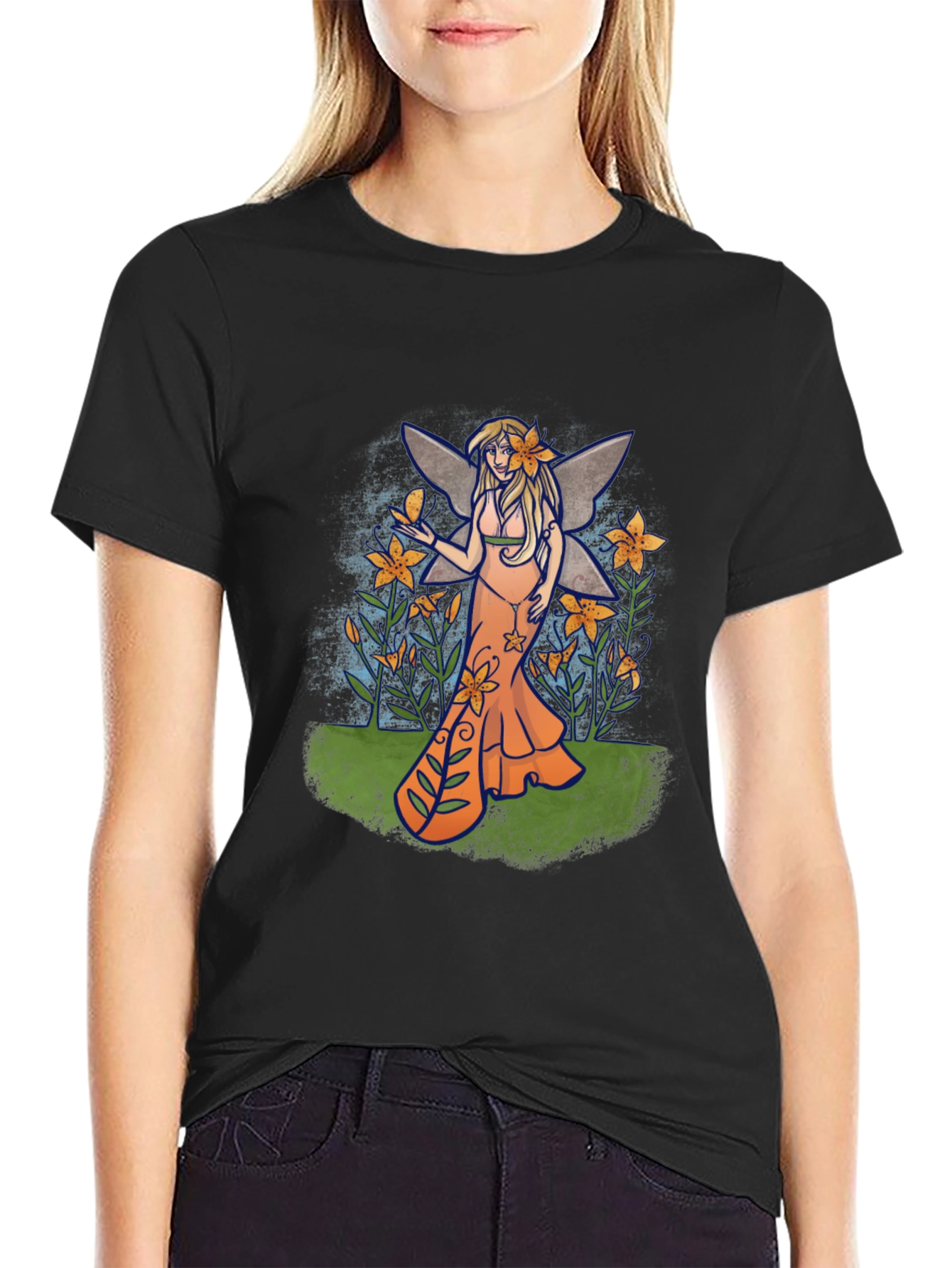 Black Fairy Graphic T-Shirt - Unique Fantasy Tee view 2