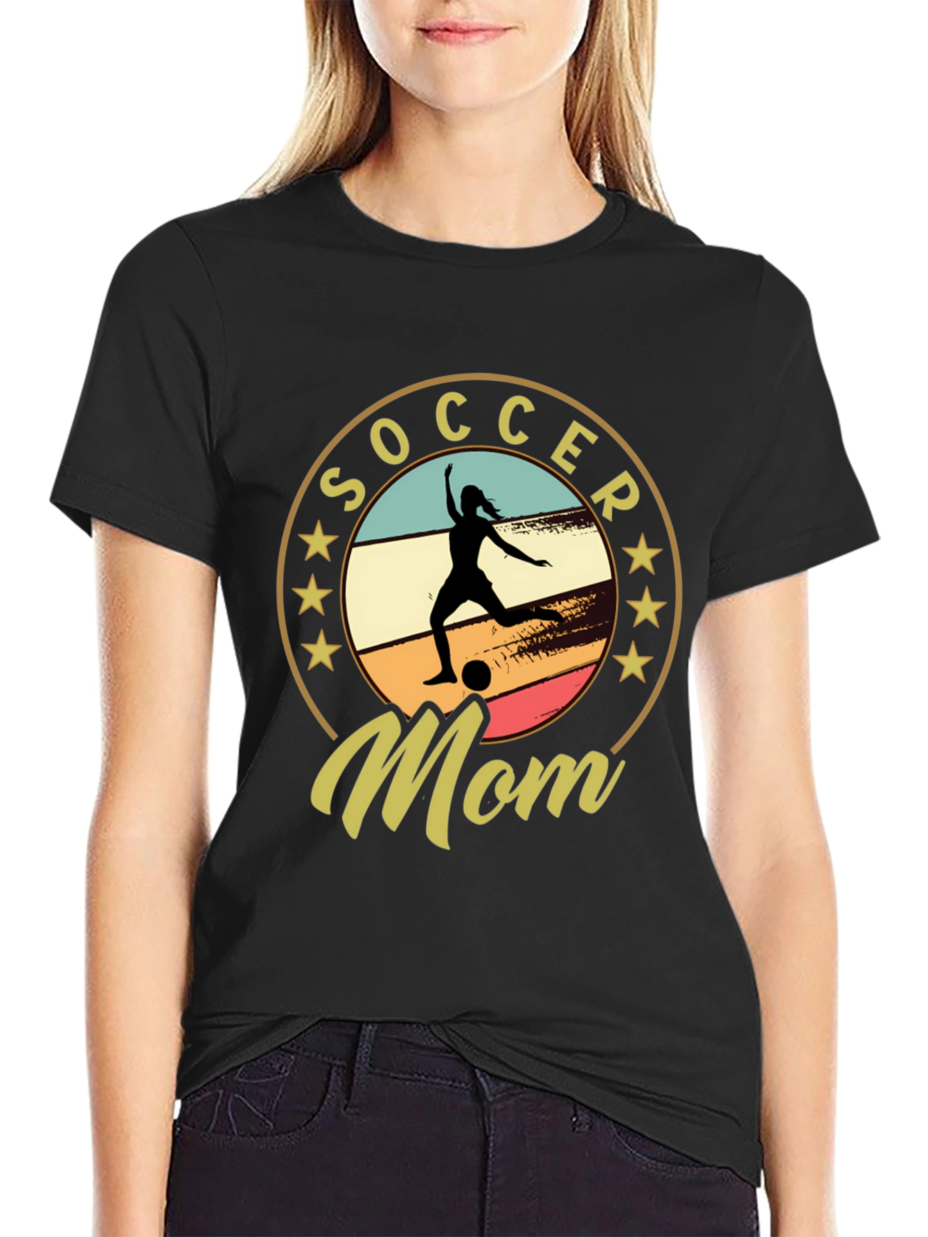 Black Soccer Mom T-Shirt - Sports Apparel view 2