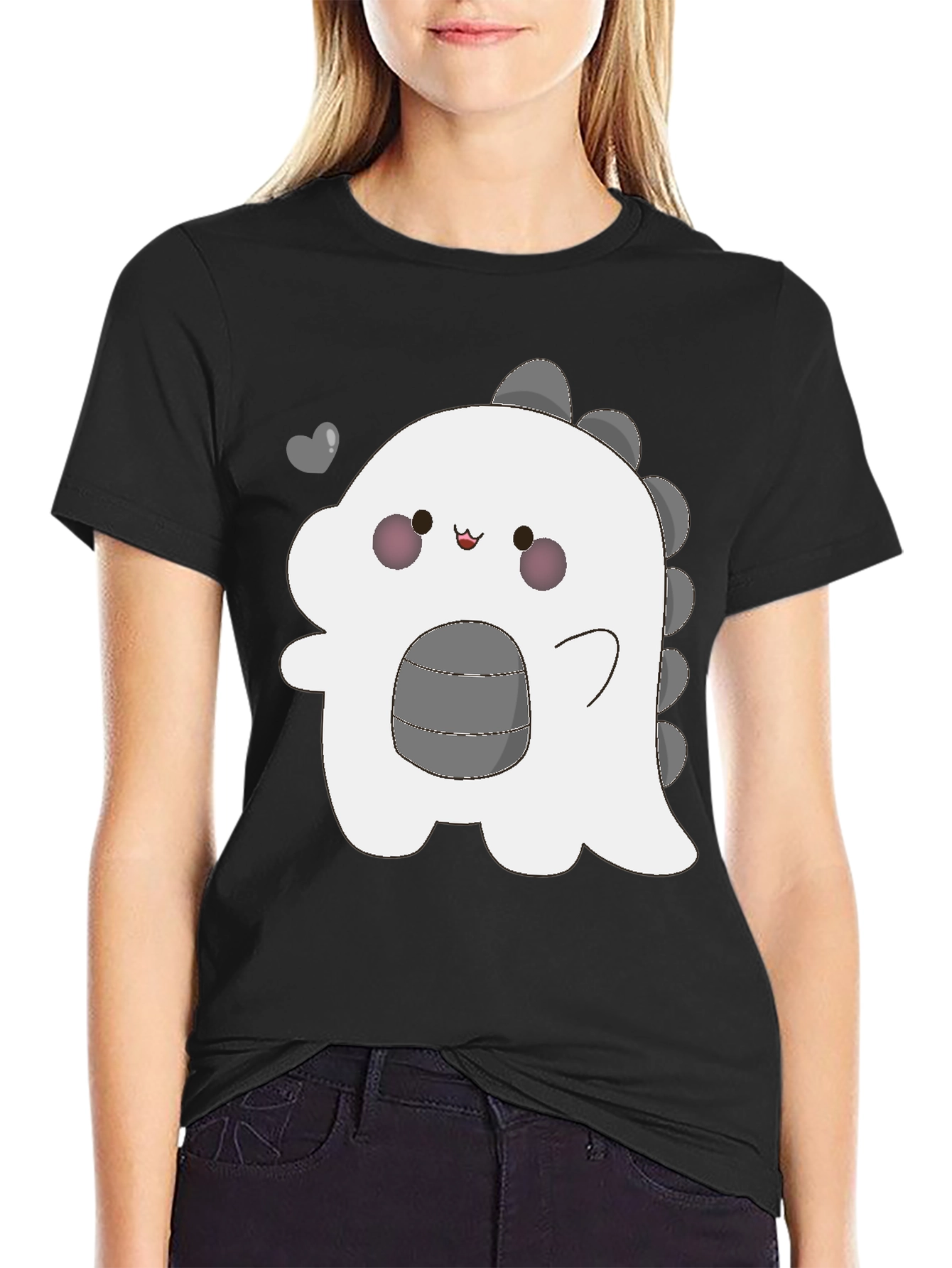 Black Kawaii Dinosaur Graphic Tee - Trendy Black T-Shirt view 2