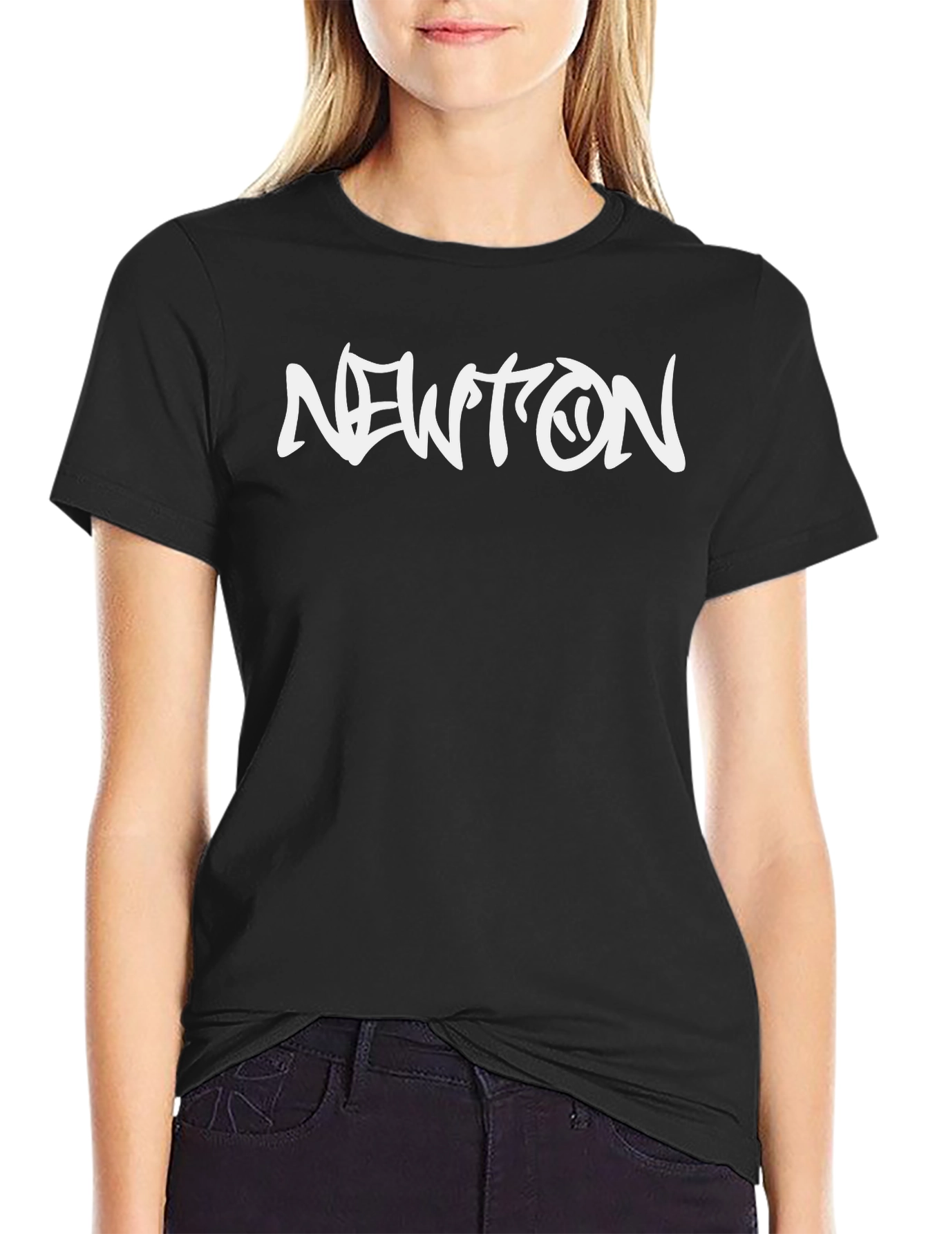 Black Newton Graphic Tee - Black Cotton Casual Shirt view 2