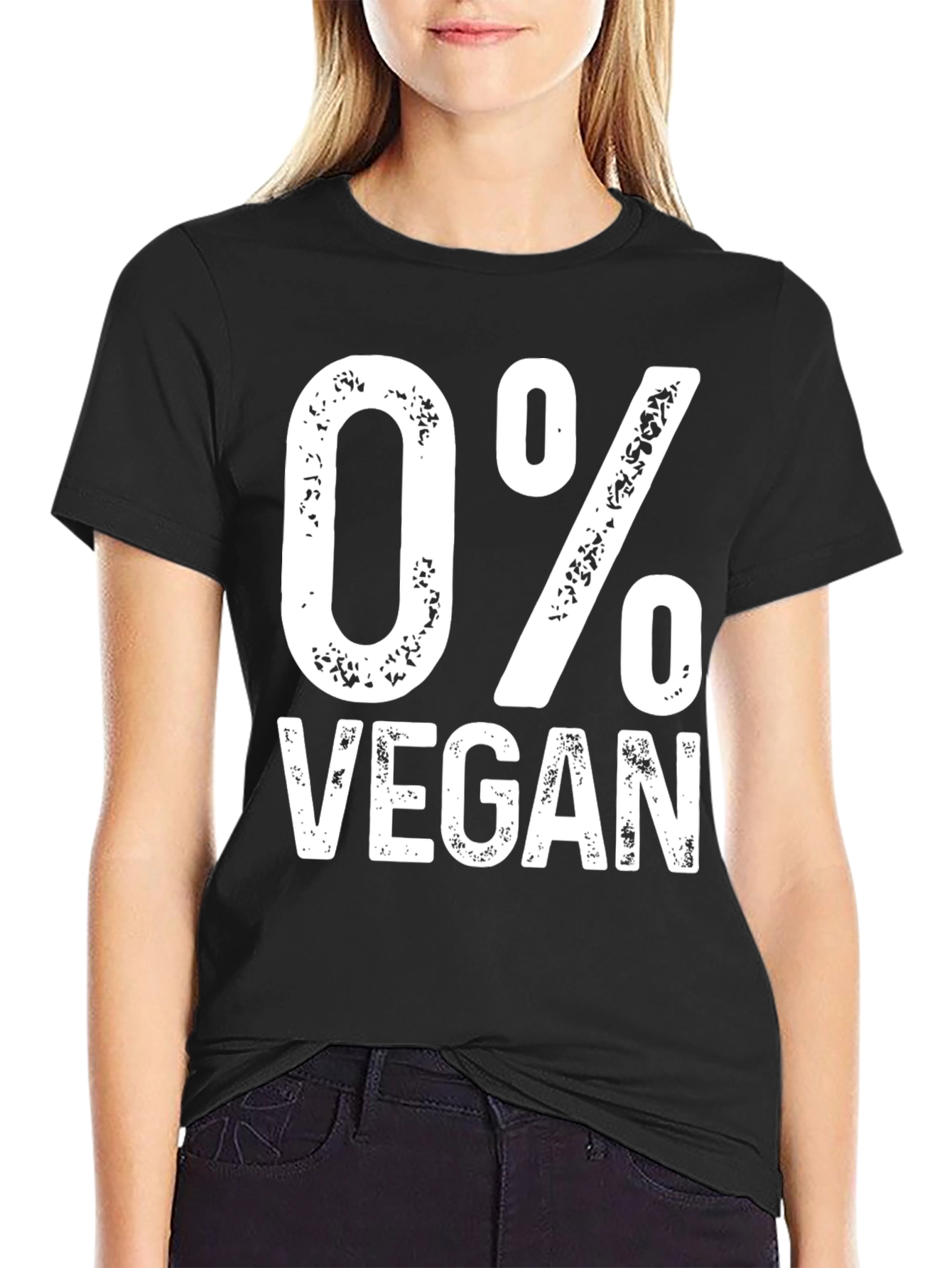 Black 0% Vegan Graphic Tee - Unisex Novelty T-Shirt view 2