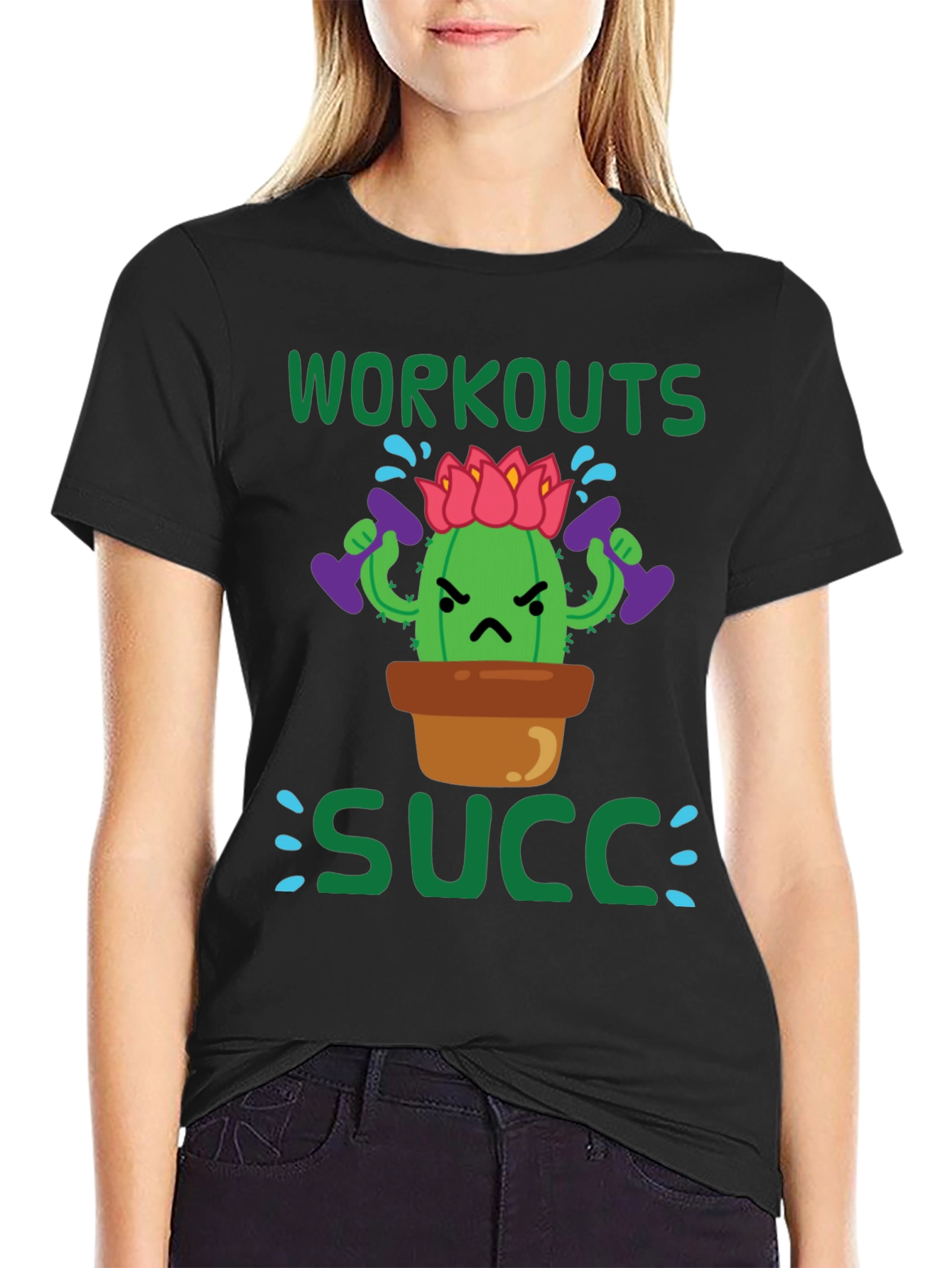 Black Workouts Succ T-Shirt - Gym Humor view 2