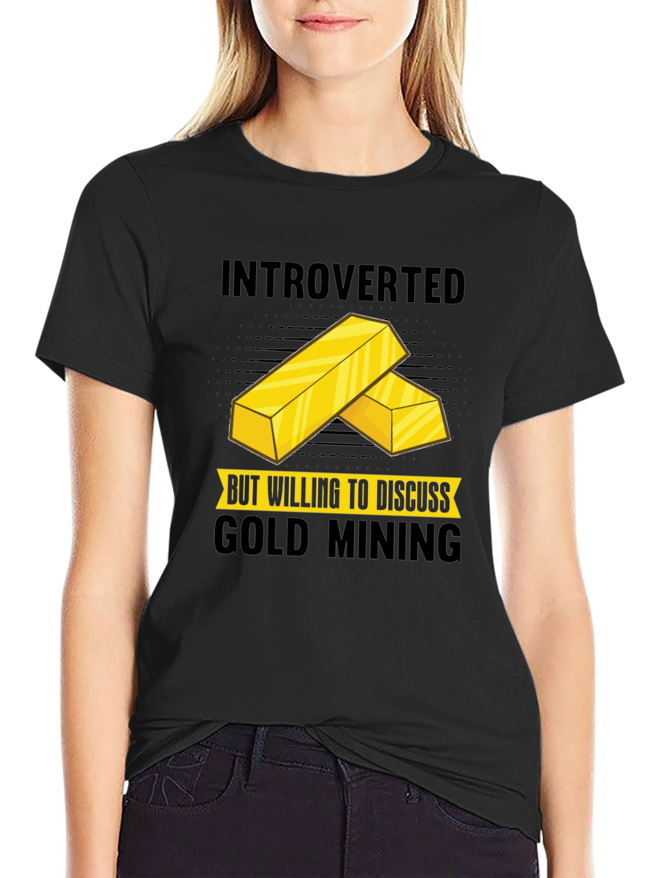 Black Introverted Gold Mining T-Shirt view 2