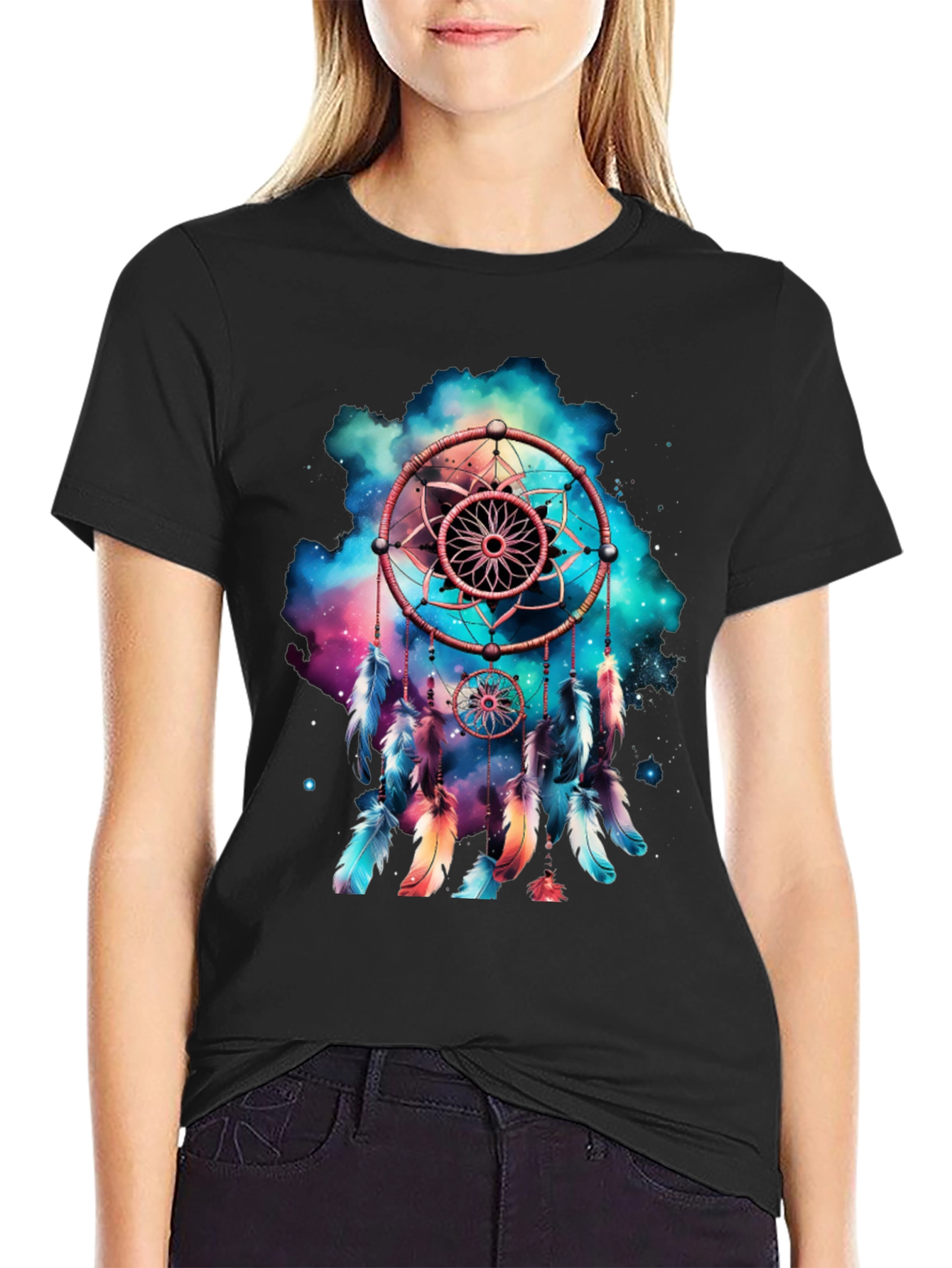 Black Dreamcatcher Graphic Print Men's T-Shirt view 2