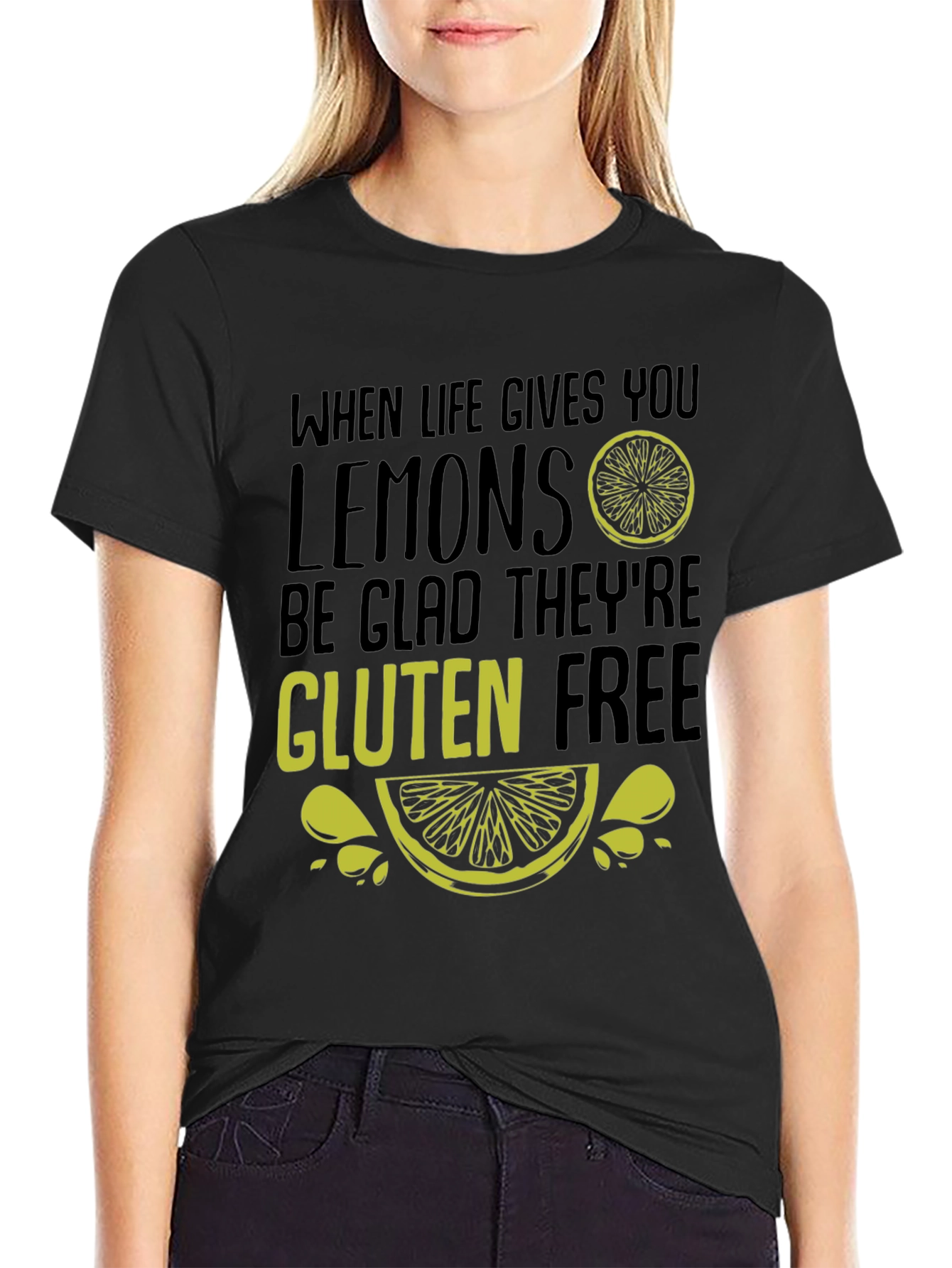 Black Funny Gluten-Free Lemon Graphic Tee view 2