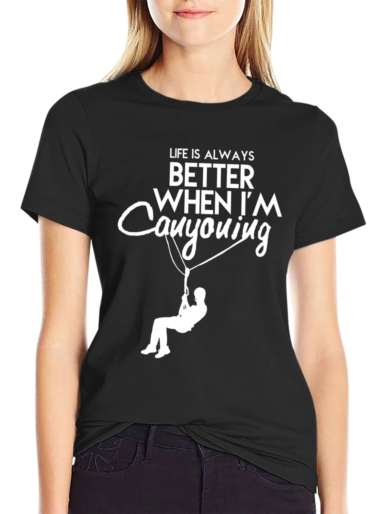 Black Canyoning T-Shirt - Life is Always Better view 2
