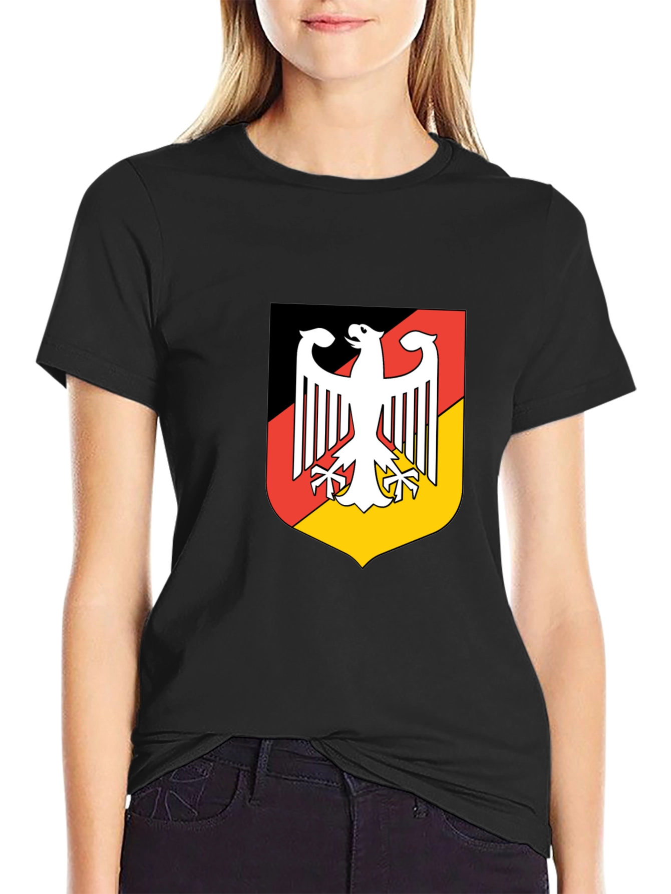 Black German Coat of Arms Graphic Black T-Shirt view 2