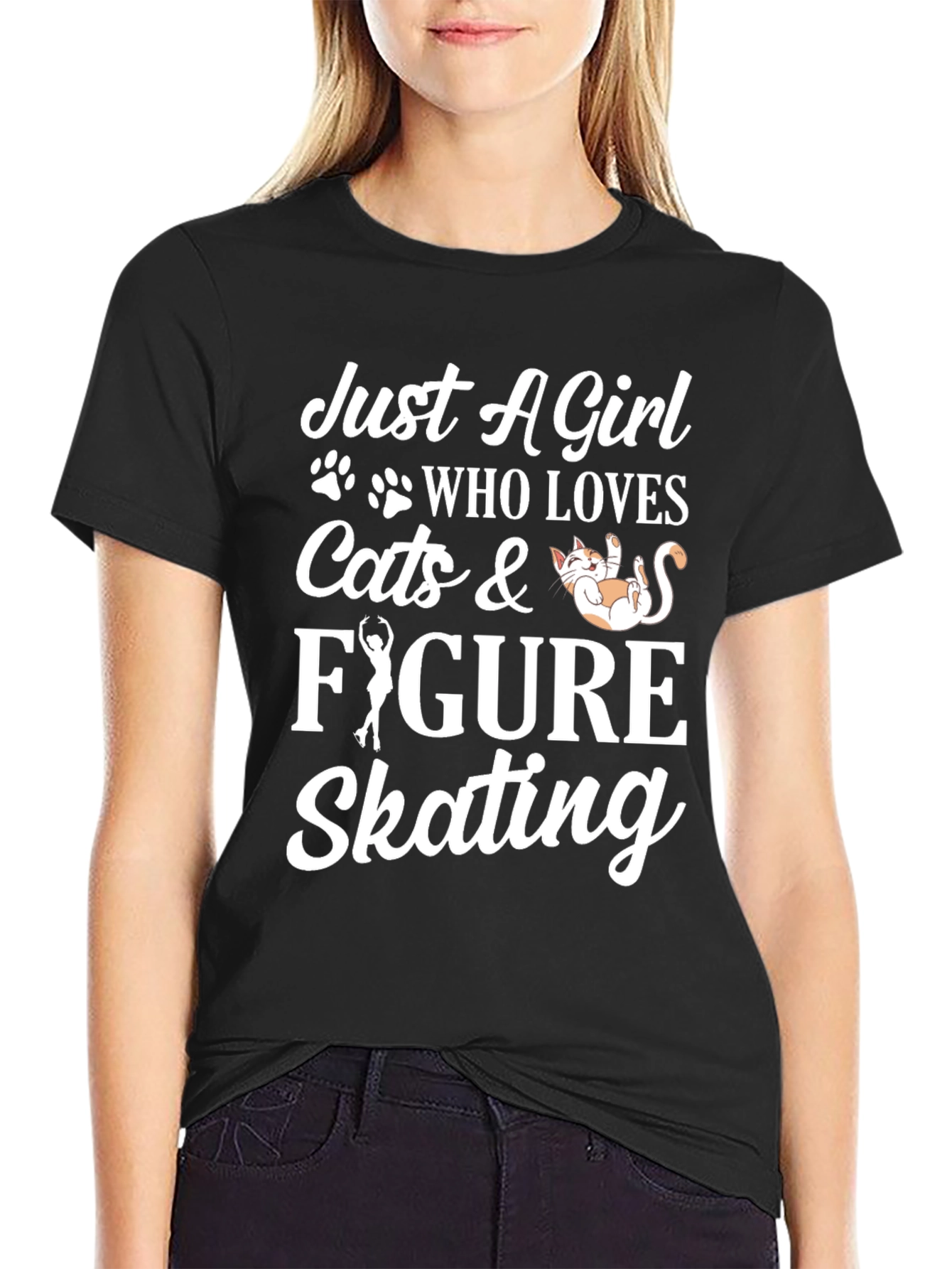Black Cats & Figure Skating Graphic Tee view 2