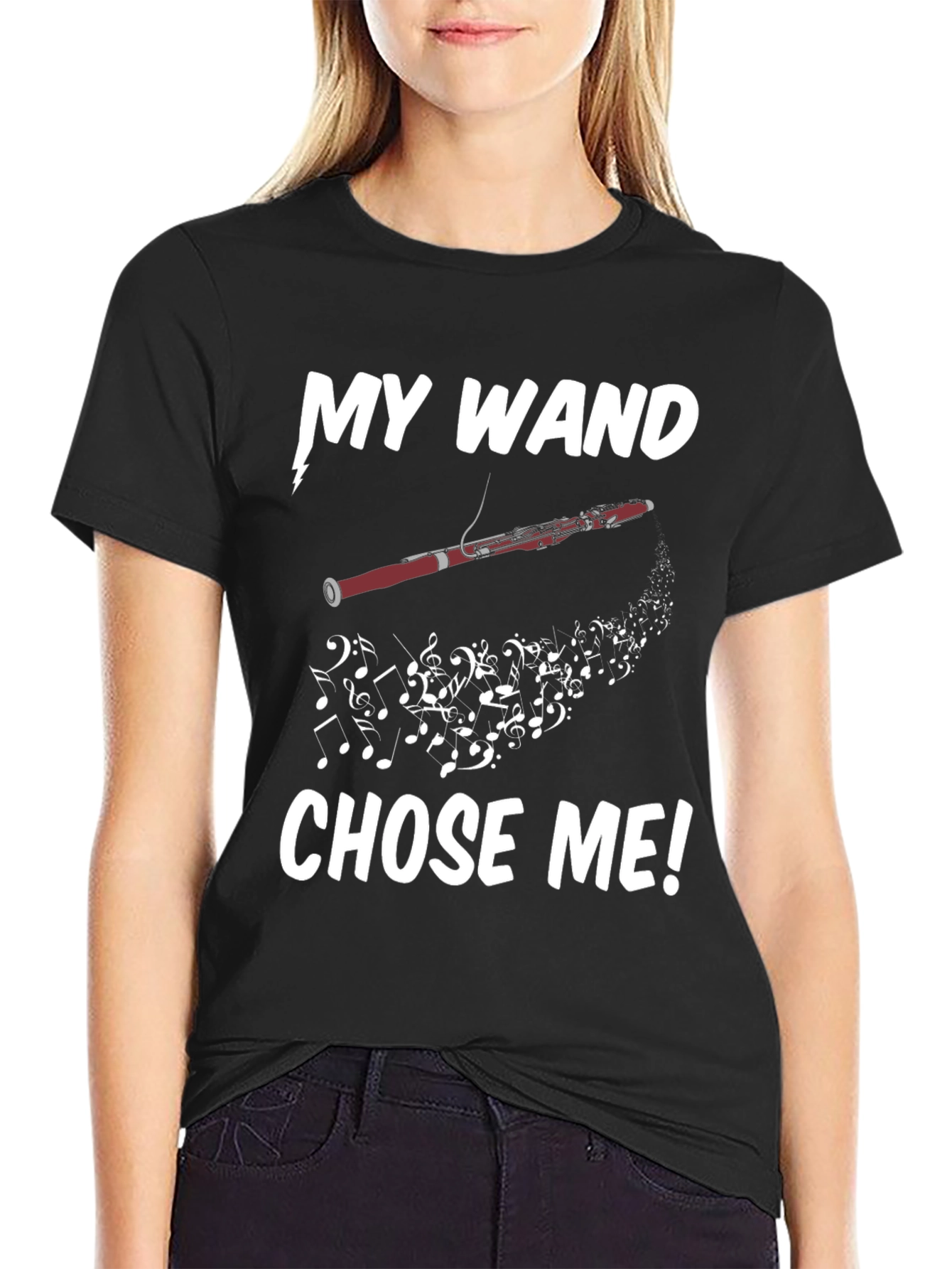 Black My Wand Chose Me Bassoon T-Shirt view 2