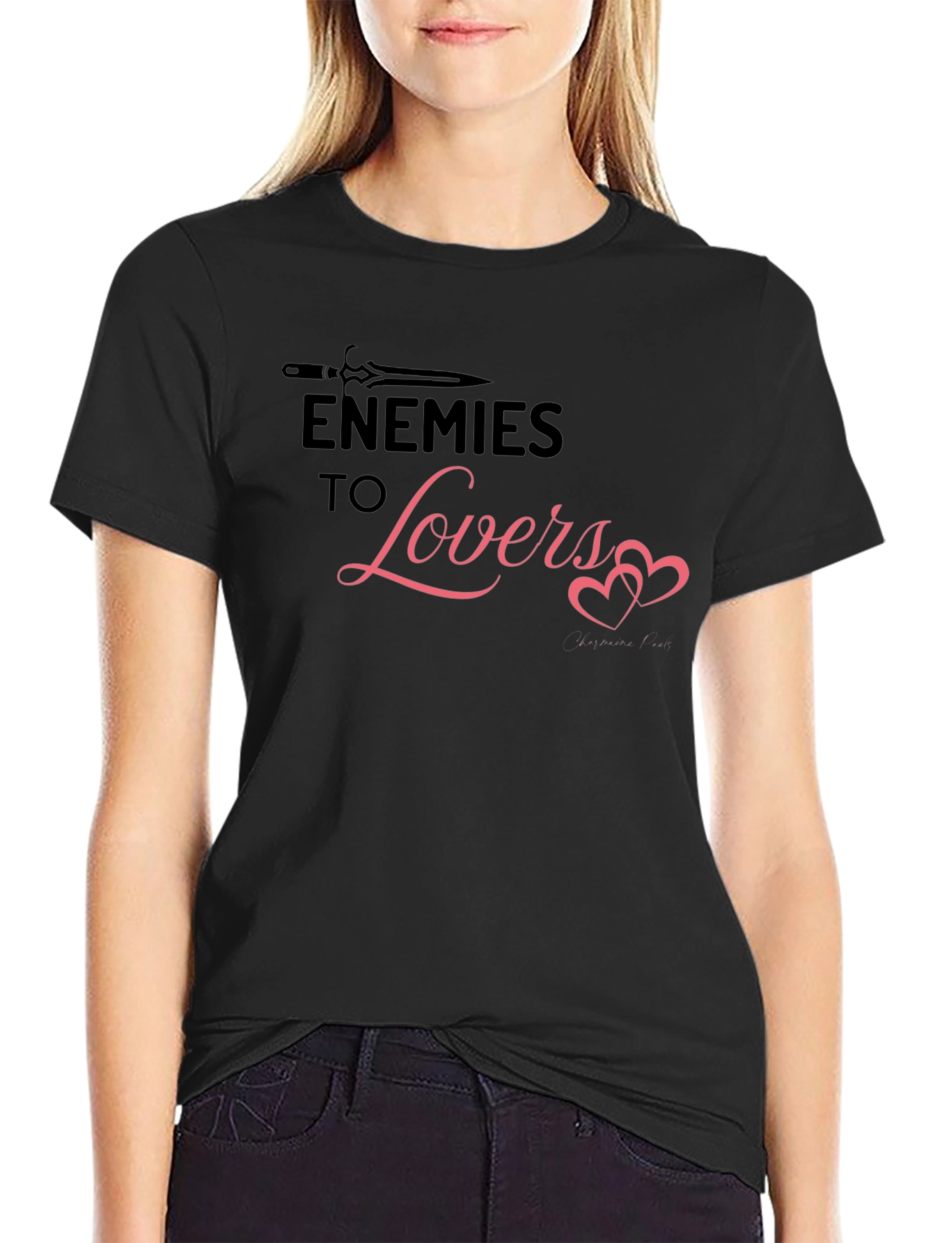Black Enemies to Lovers Graphic Tee - Black Cotton Blend Shirt view 2