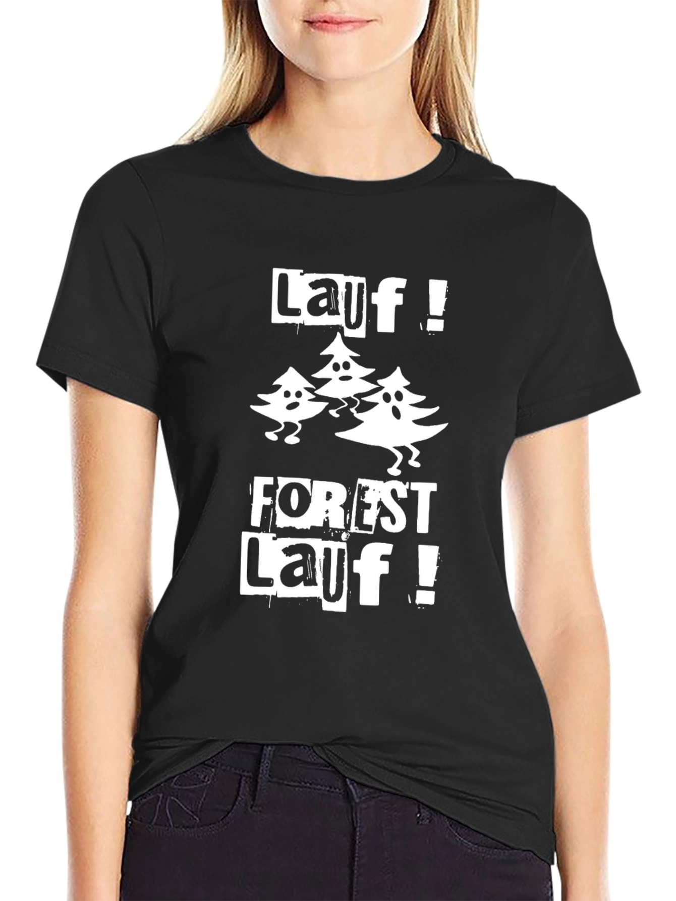 Black Forest Lauf T-Shirt - Running Tree Graphic Tee view 2