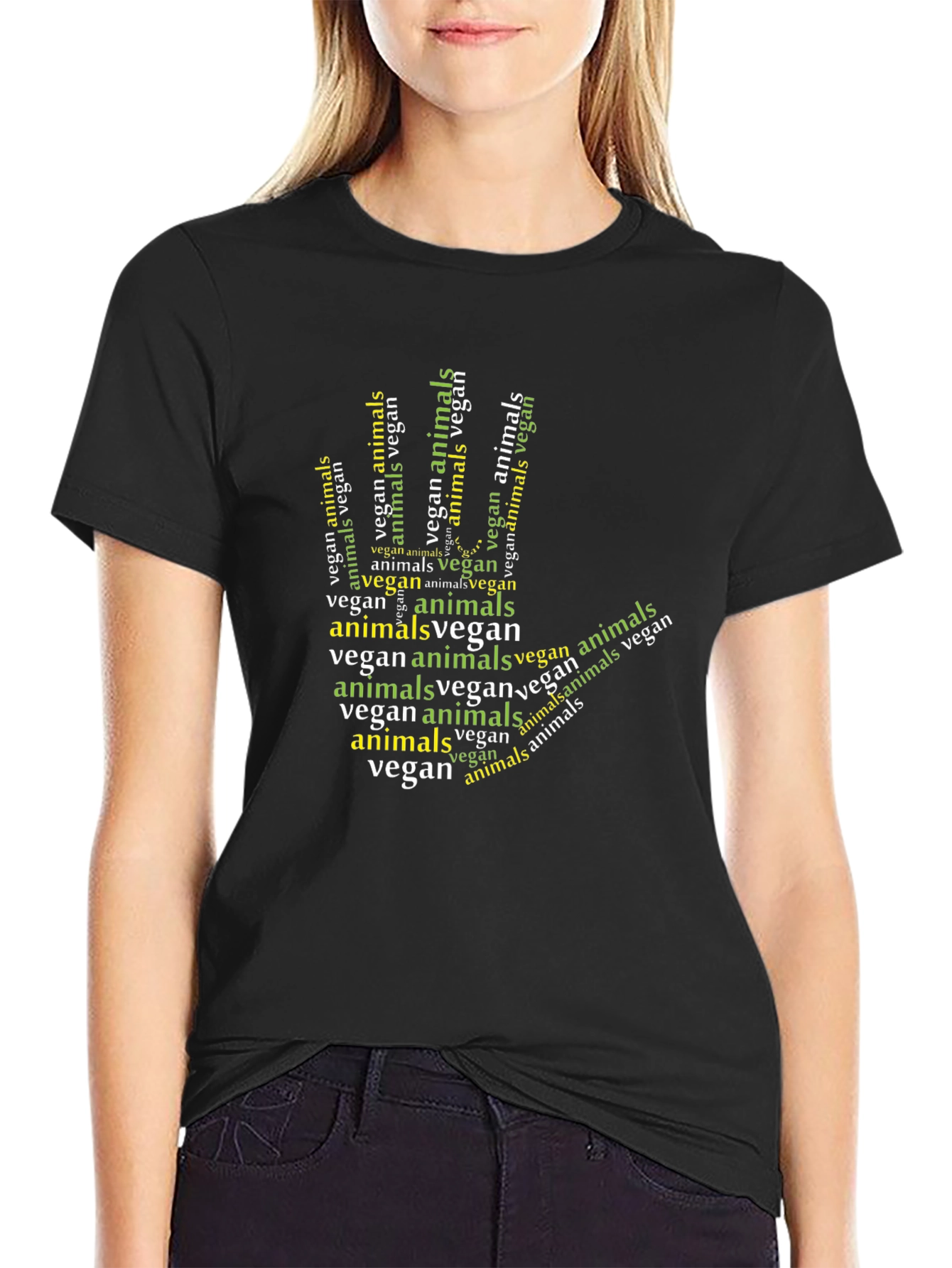Vegan Animals Hand Graphic T-Shirt - 2
