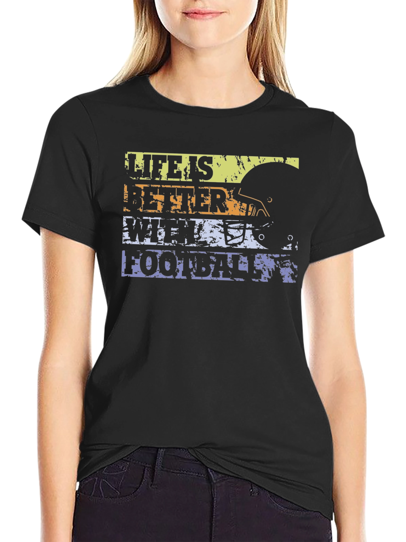 Black Football Life T-Shirt view 2