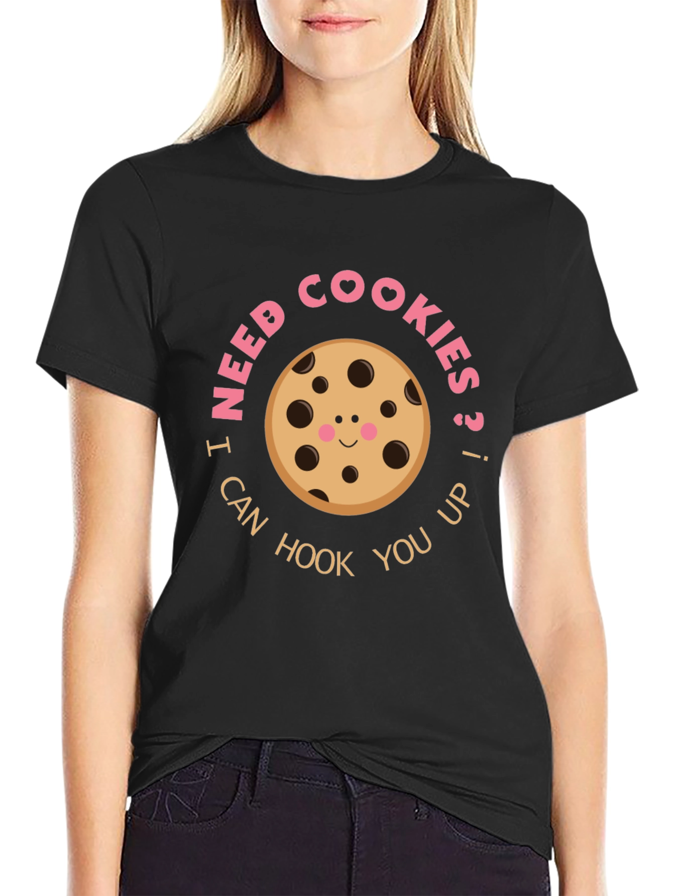 Black I Need Cookies T-Shirt Funny Graphic Tee view 2