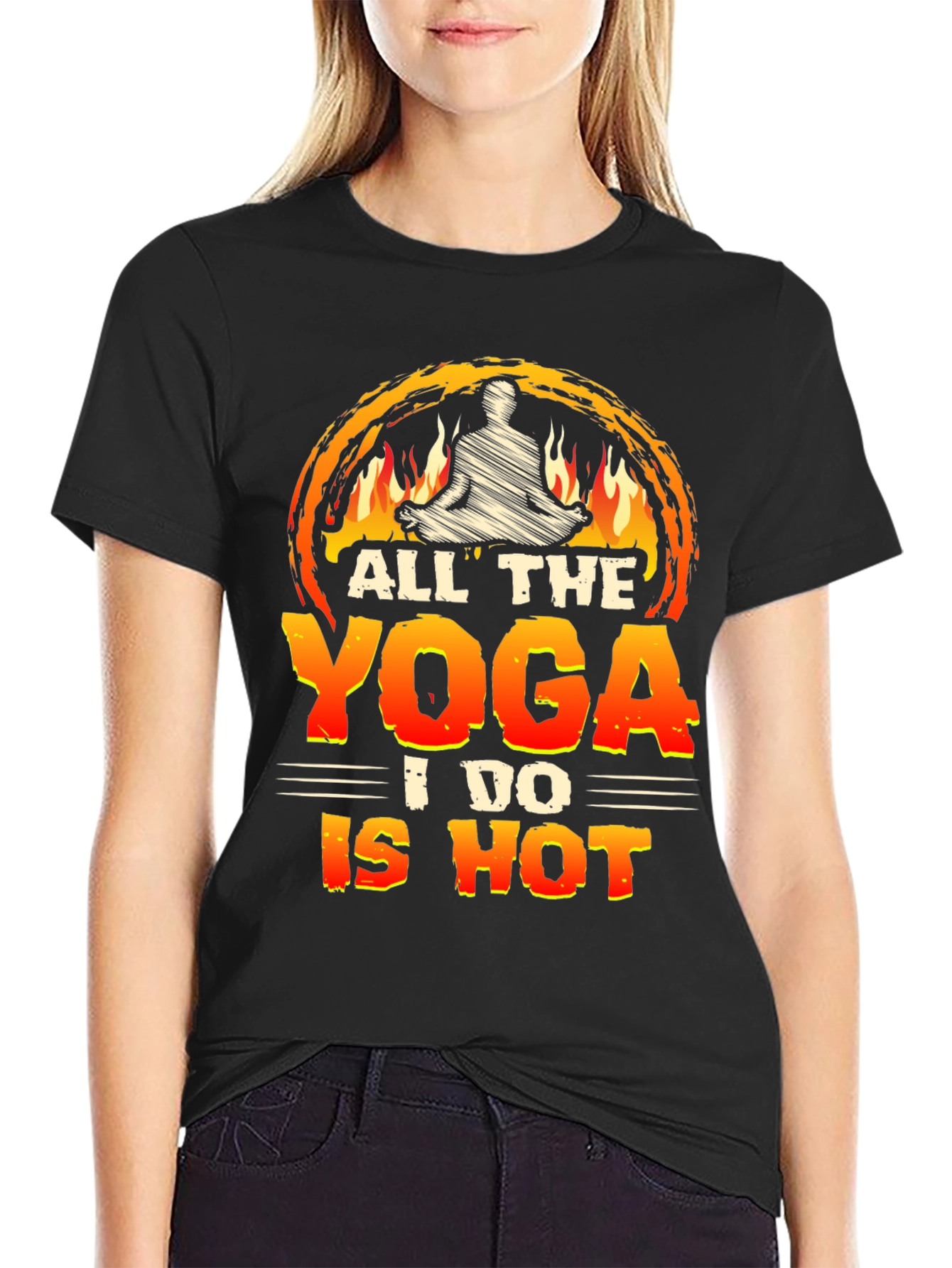 Black Hot Yoga Graphic Tee - Comfortable Unisex Fit view 2