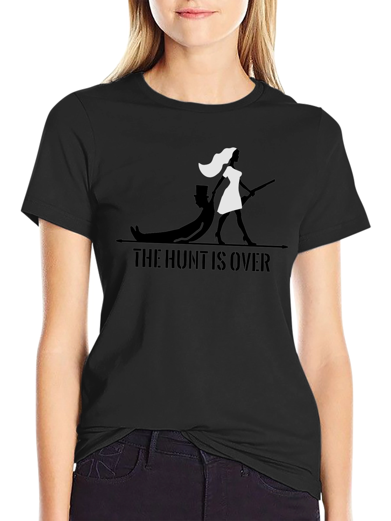 Black The Hunt Is Over T-Shirt - Funny Wedding Tee view 2